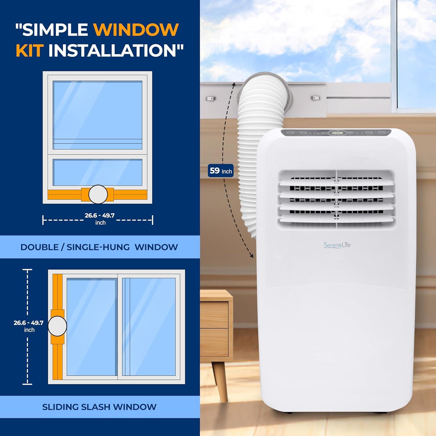 SereneLife Portable Air Conditioner + Dehumidifier with Window Kit, Remote