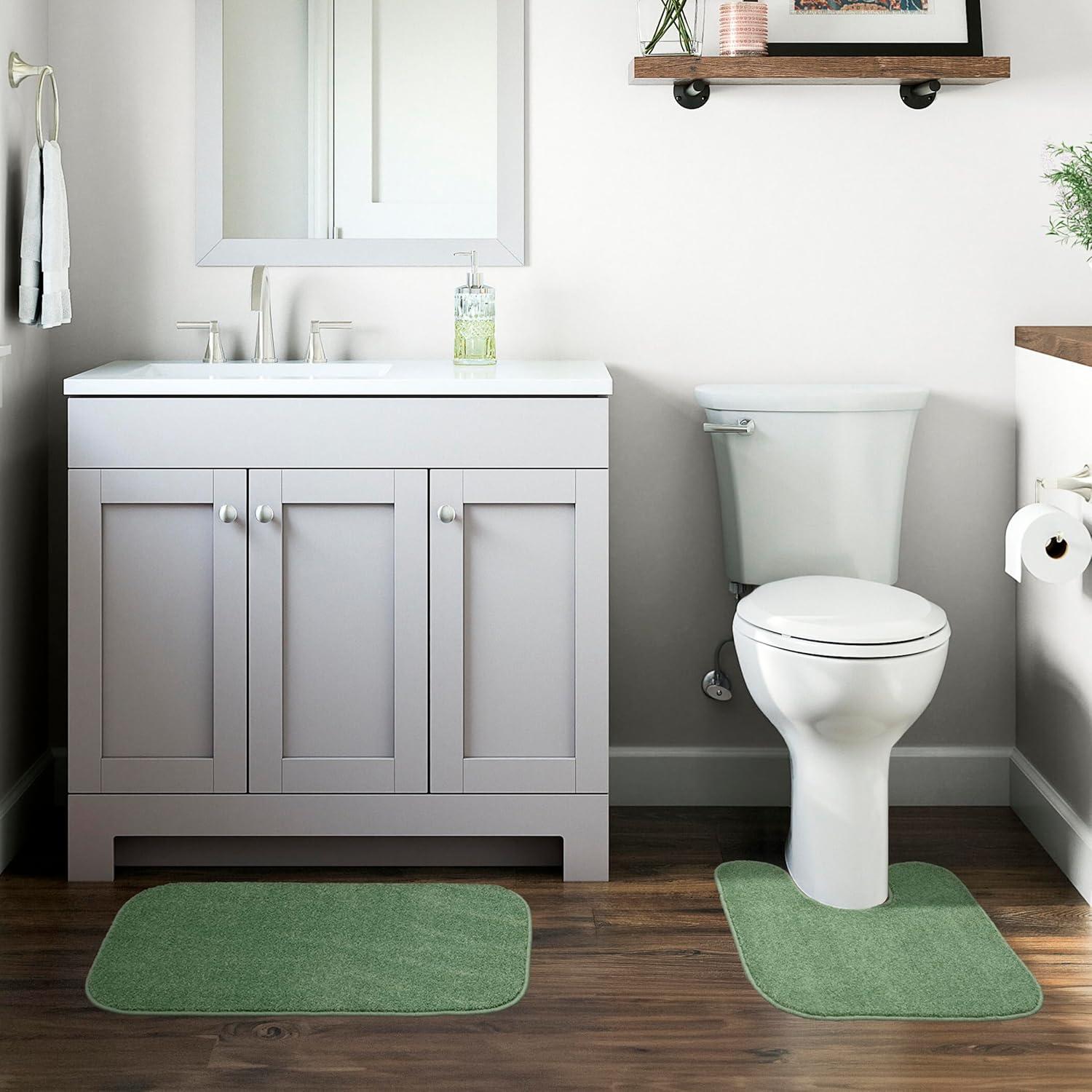 Garland Rug Gramercy Washable Bath Rug Set, 2-Piece (20"x34" & Contour Rug) Deep Fern