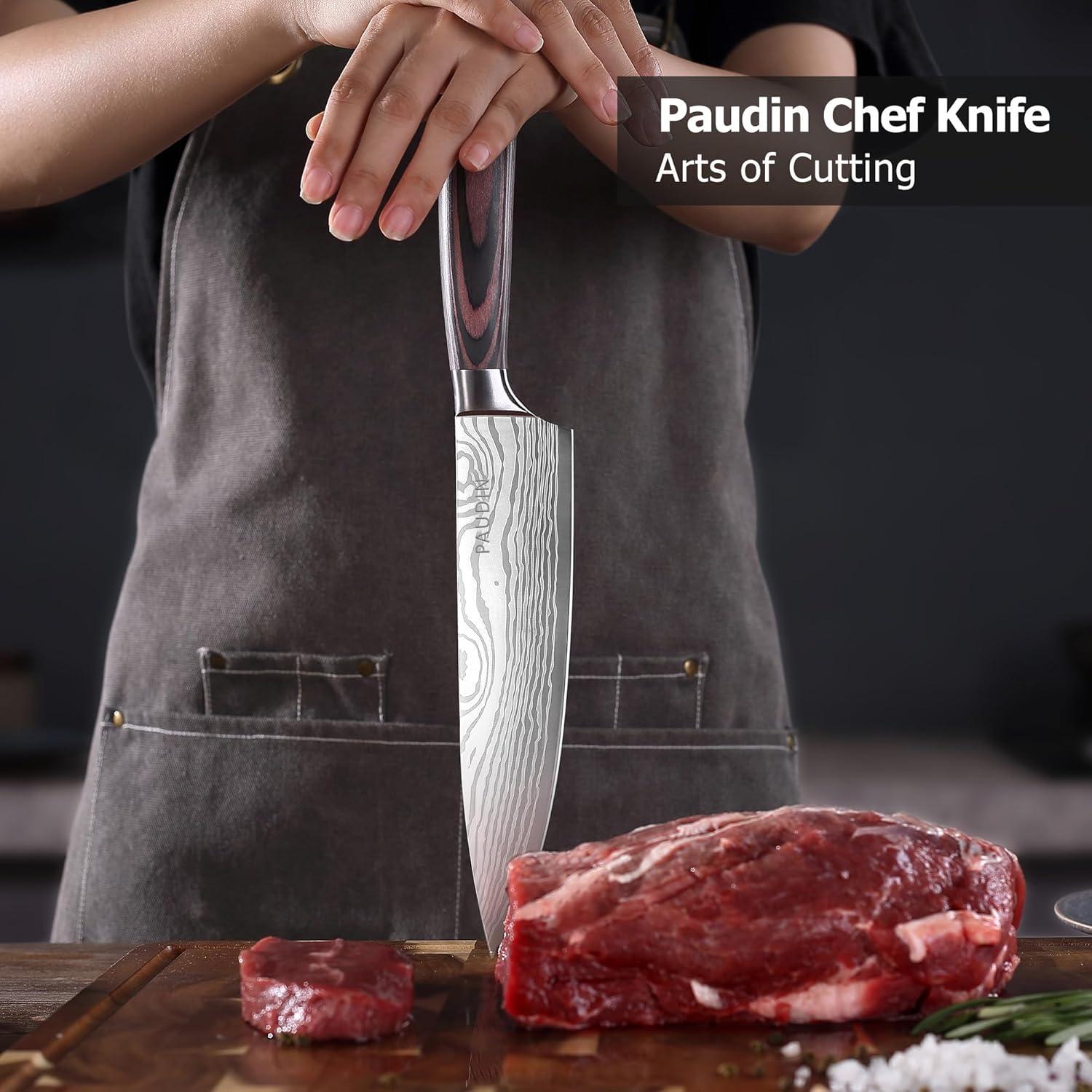 PAUDIN Chef Knife, 8 Inch High Carbon Stainless Steel Sharp Kitchen Knife with Ergonomic Handle, Gift Box for Family & Restaurant C80