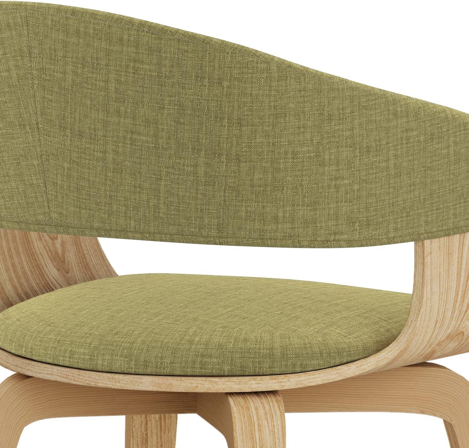 Simpli Home Lowell Bentwood Dining Chair With Light Wood In Acid Green Linen Look Fabric