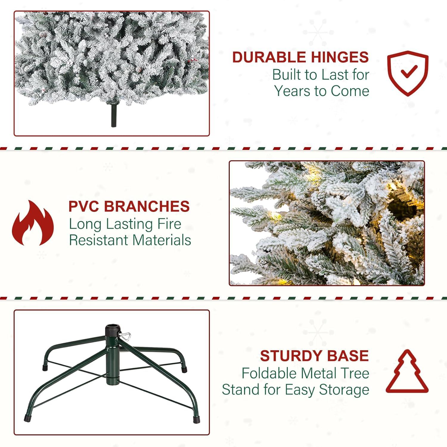 Home Accents Holiday 6.5 Ft. Pre-Lit LED Festive Pine Flocked Artificial Christmas Tree