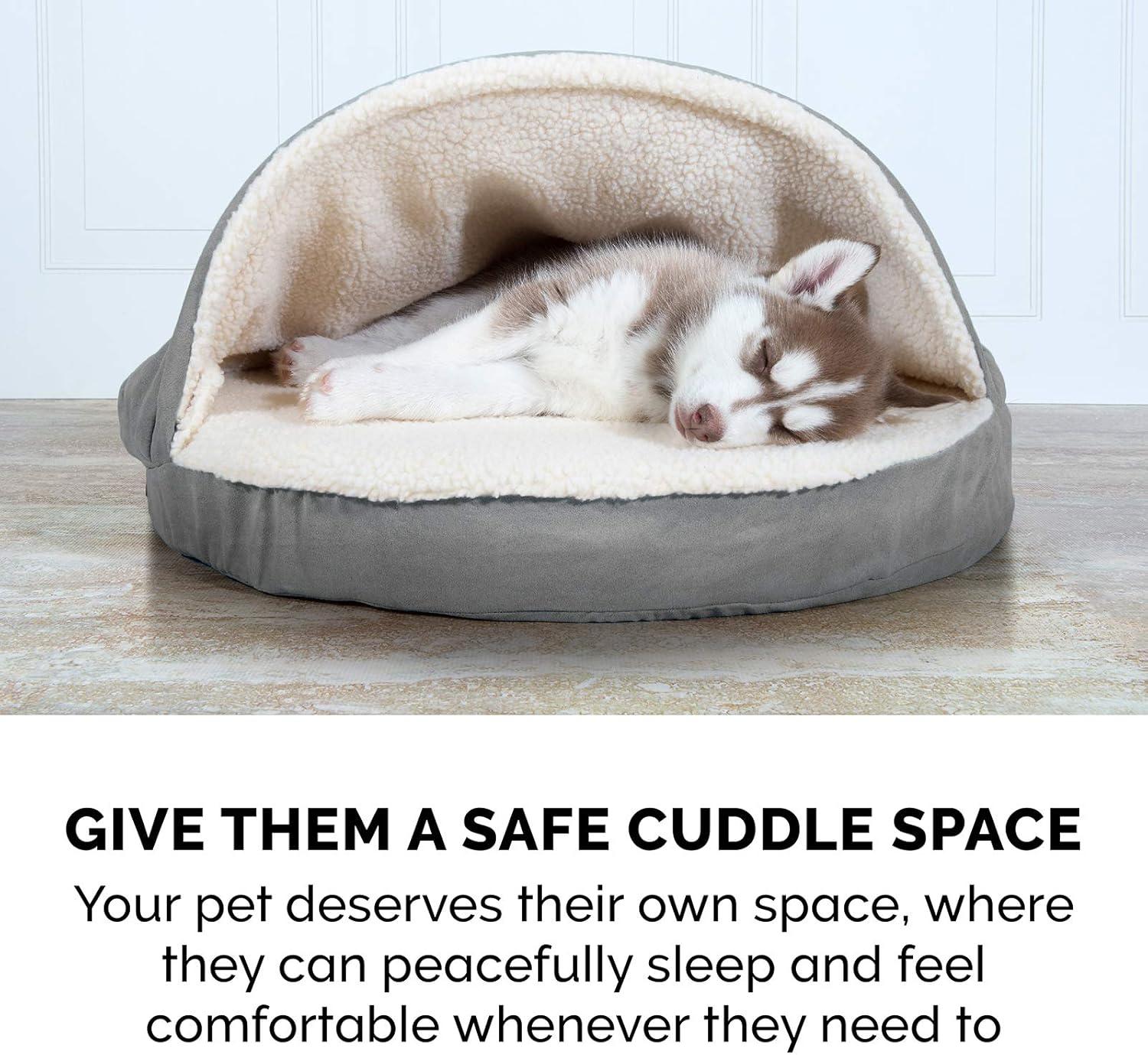FurHaven Faux Sheepskin Round Hooded Orthopedic Dog Bed
