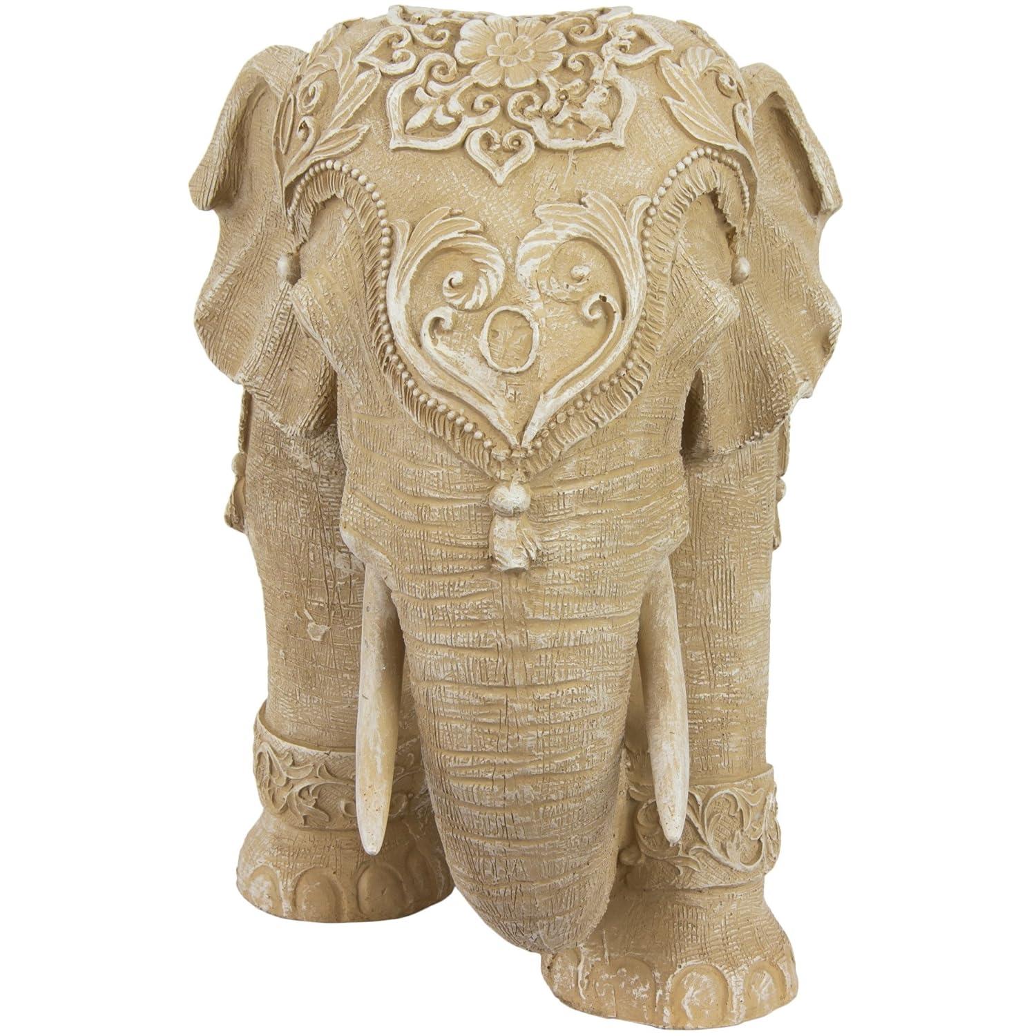 Oriental Furniture 20" Ivory Elephant Statue