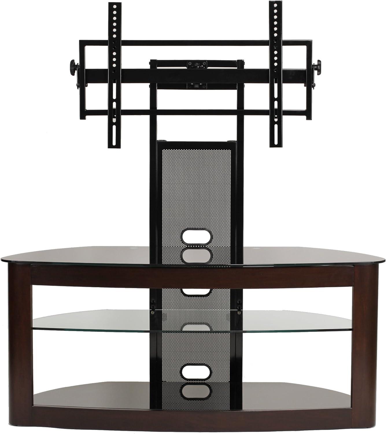 TransDeco Flat panel TV mounting system w/ 3 AV shelves for up to 80Inch plasma or LCD/LED TVs - Espresso