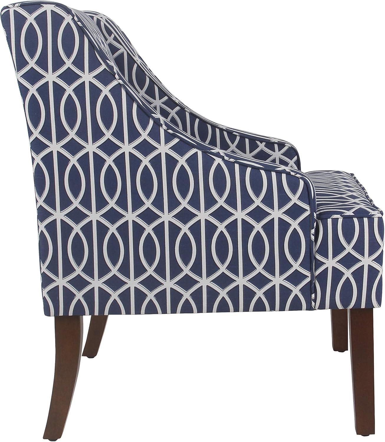 HomePop Classic Swoop Accent ArmChair - Cream and Blue Geometric