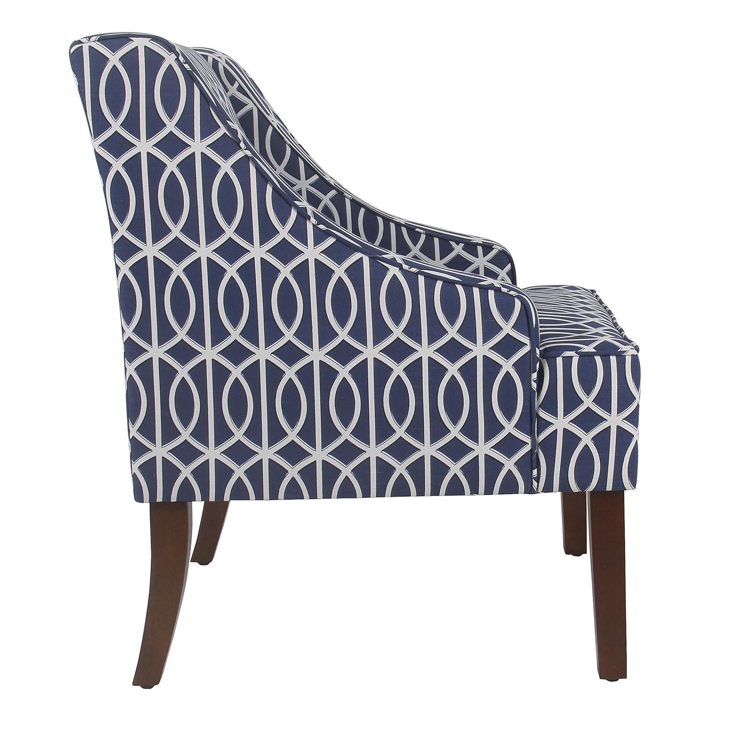 HomePop Classic Swoop Accent ArmChair - Cream and Blue Geometric