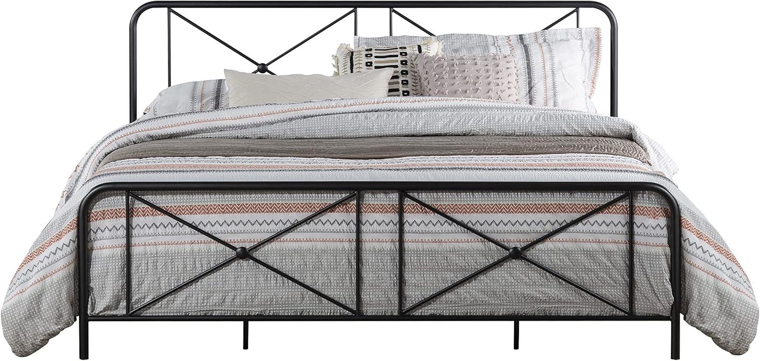 Hillsdale Furniture Williamsburg Geometric Design Metal King Bed, Black Sparkle