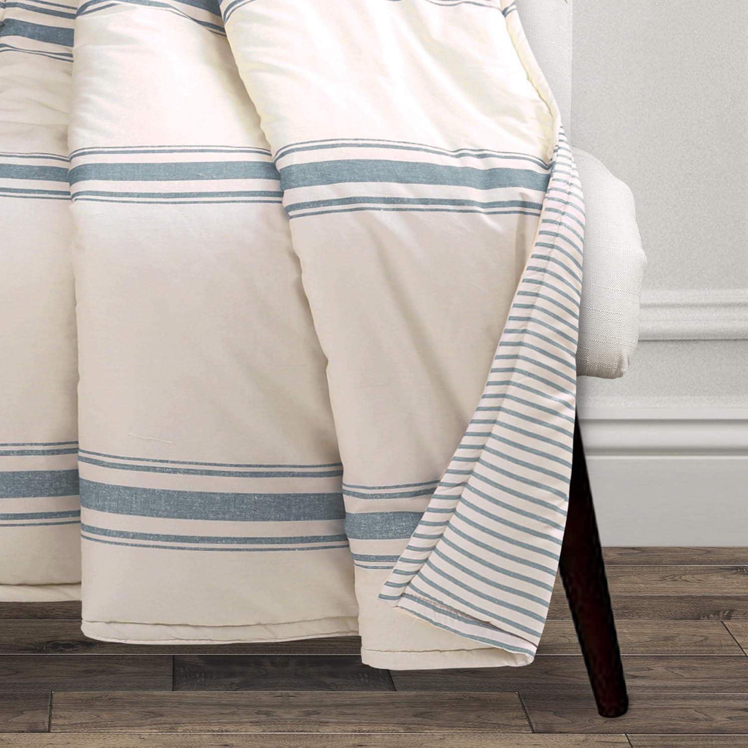 Lush Décor 50"x60" Farmhouse Stripe Throw Blanket Blue