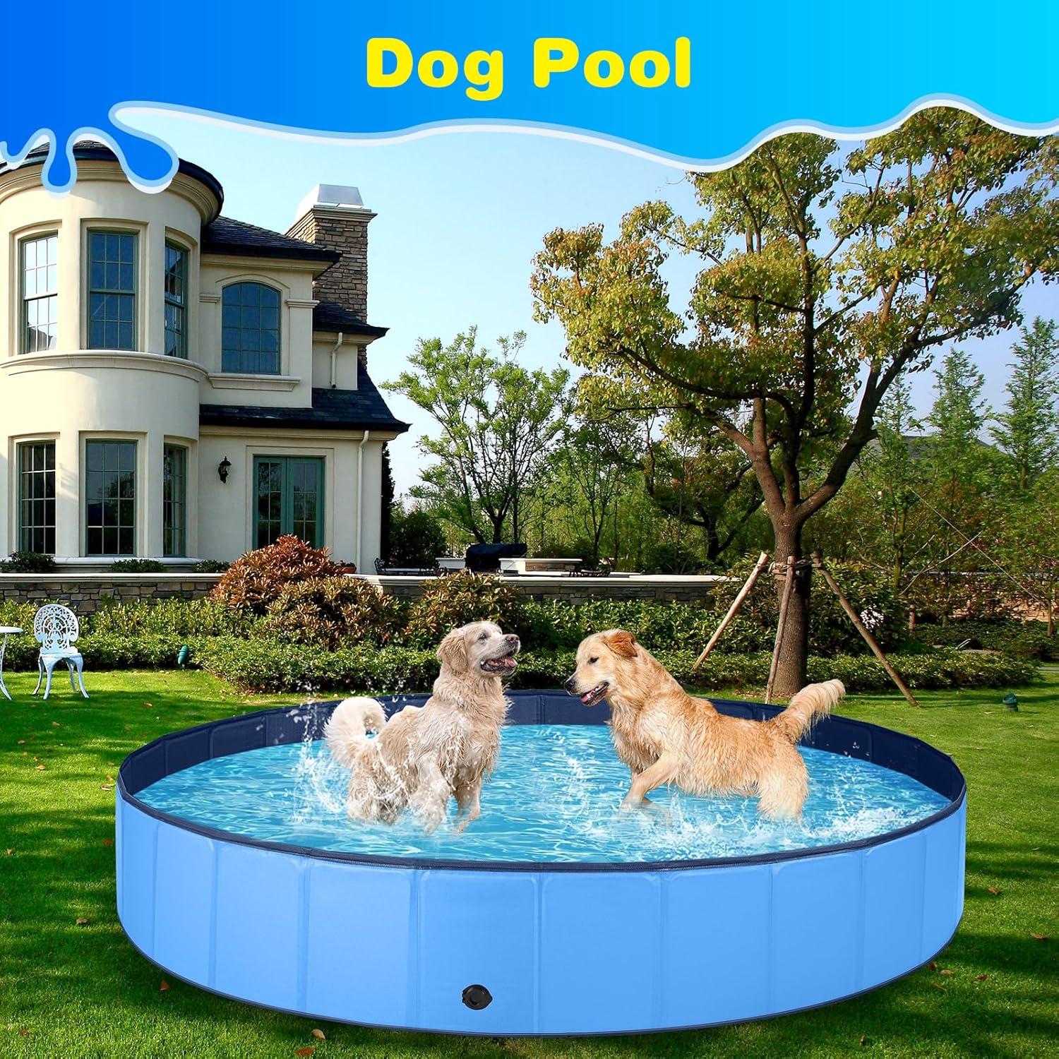 63-Inch Blue PVC Foldable Dog and Kiddie Pool