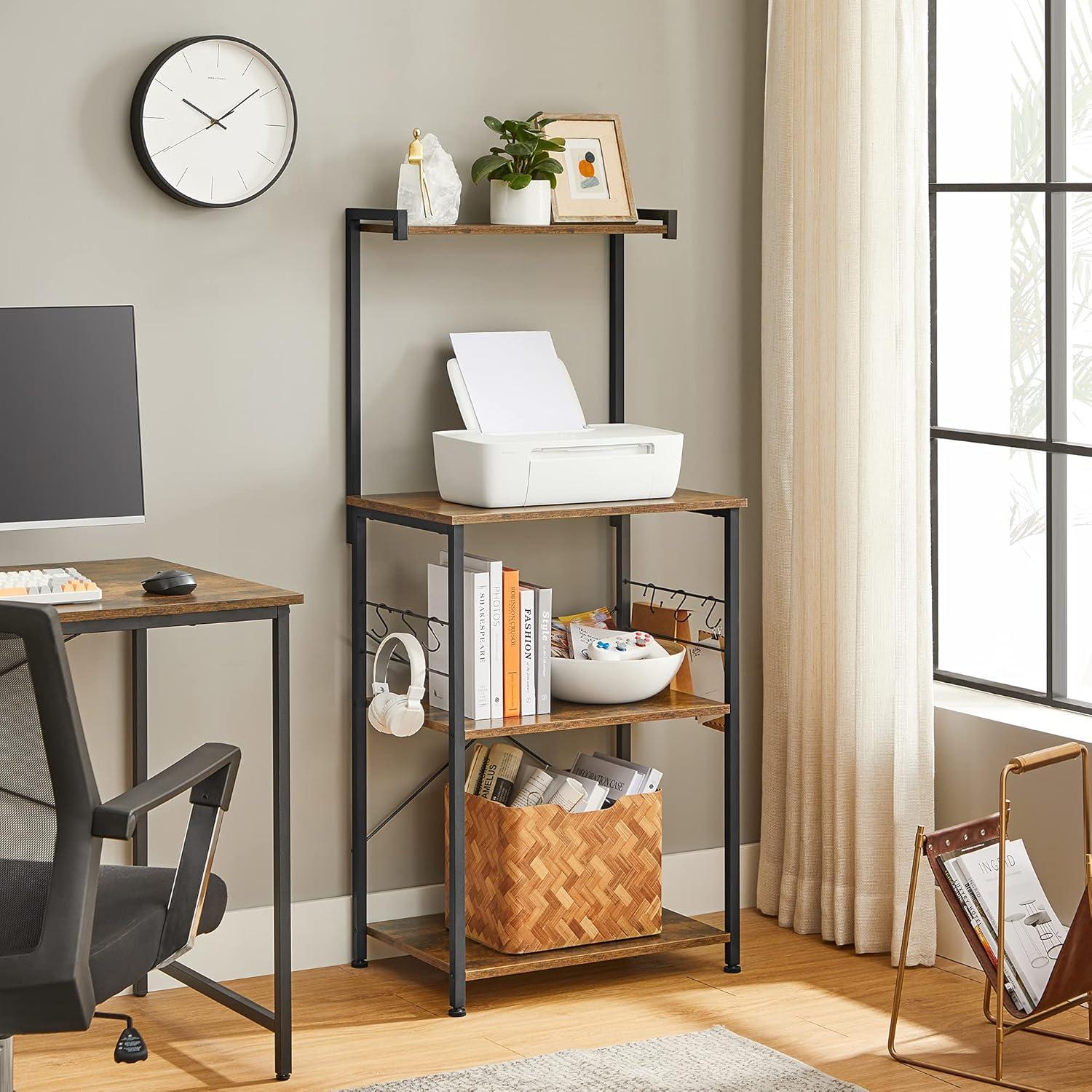 Rustic Brown and Black Adjustable Kitchen Storage Rack