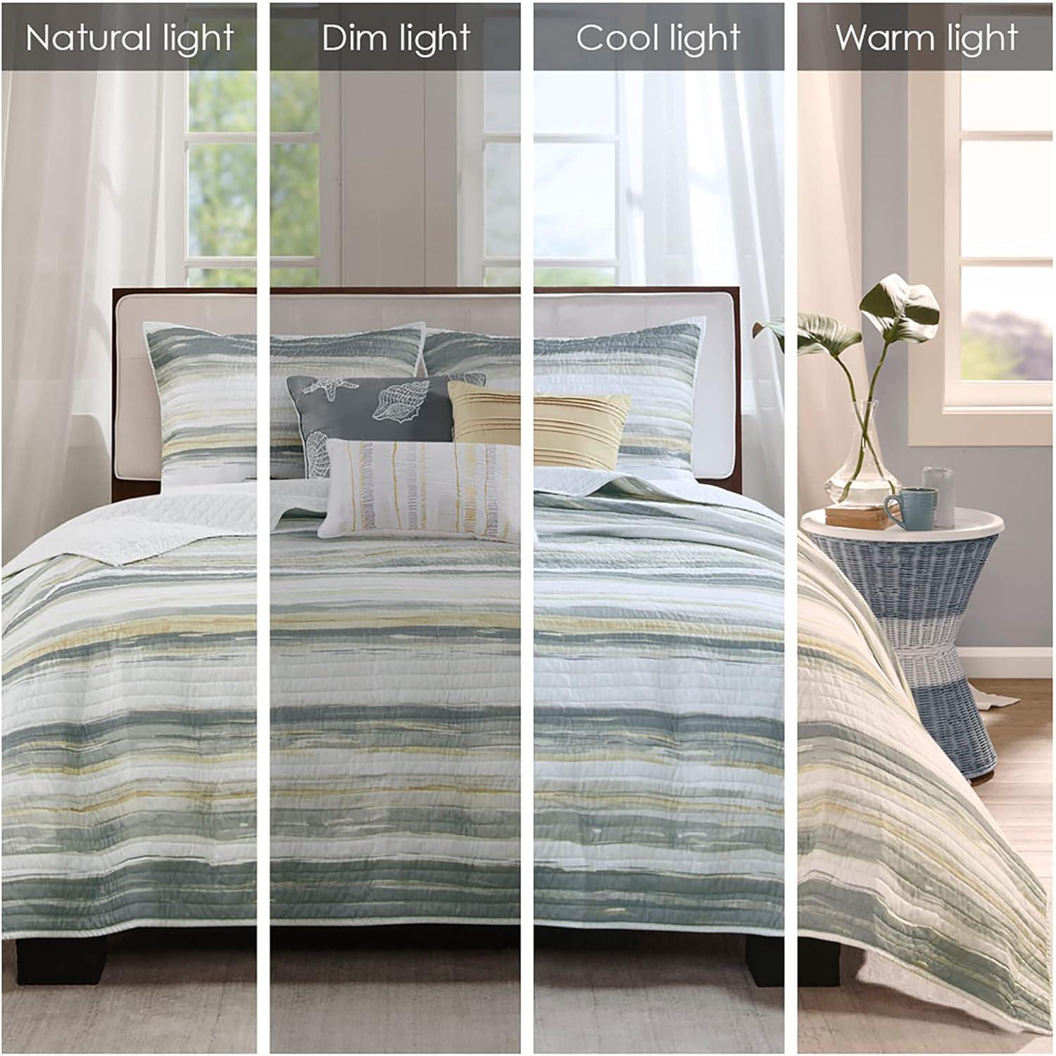 Marina 6 Piece Printed Quilt Set with Throw Pillows