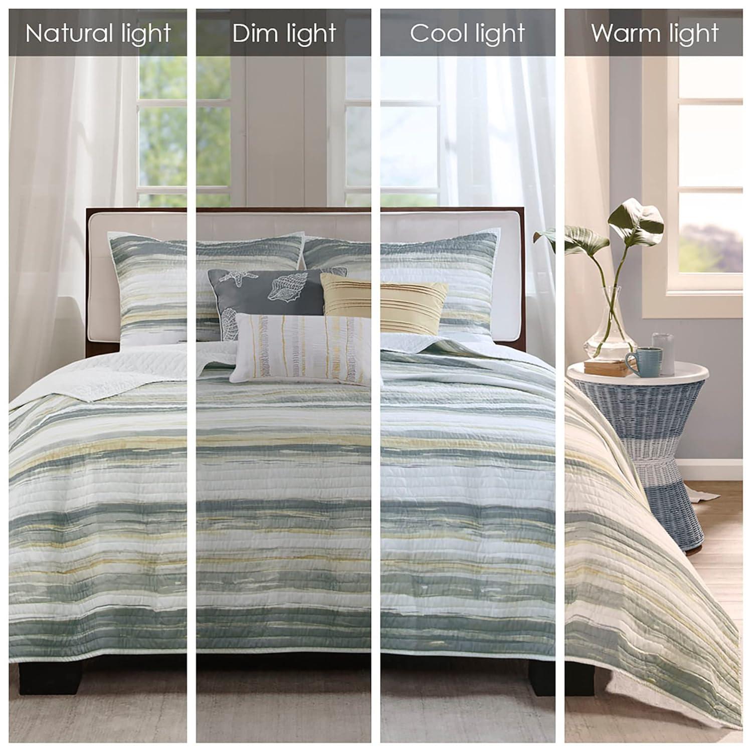Marina 6 Piece Printed Quilt Set with Throw Pillows