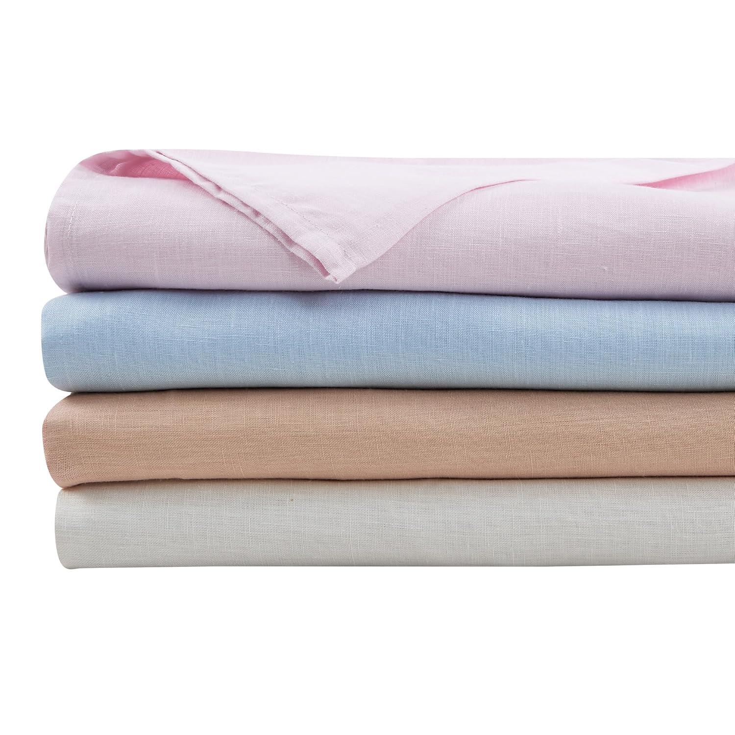 Great Bay Home 100% European Flax Linen Bed Sheet Set, Lightweight, Breathable, 4 Piece Sheet Set (Moss, King)