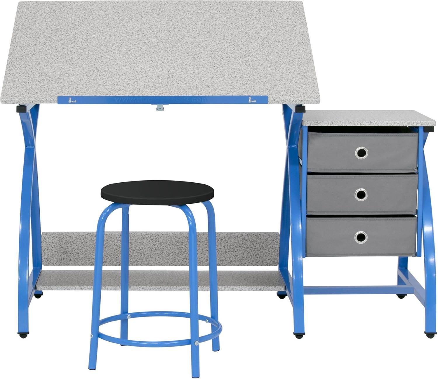 Comet Plus Blue/Gray Craft Table with Stool and Storage - 40.25" x 26"