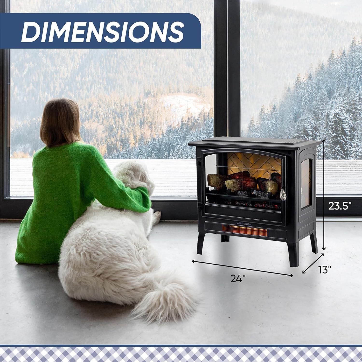 Country Living Smart Infrared Electric Fireplace Stove Heater, Alexa and Google Home Compatible