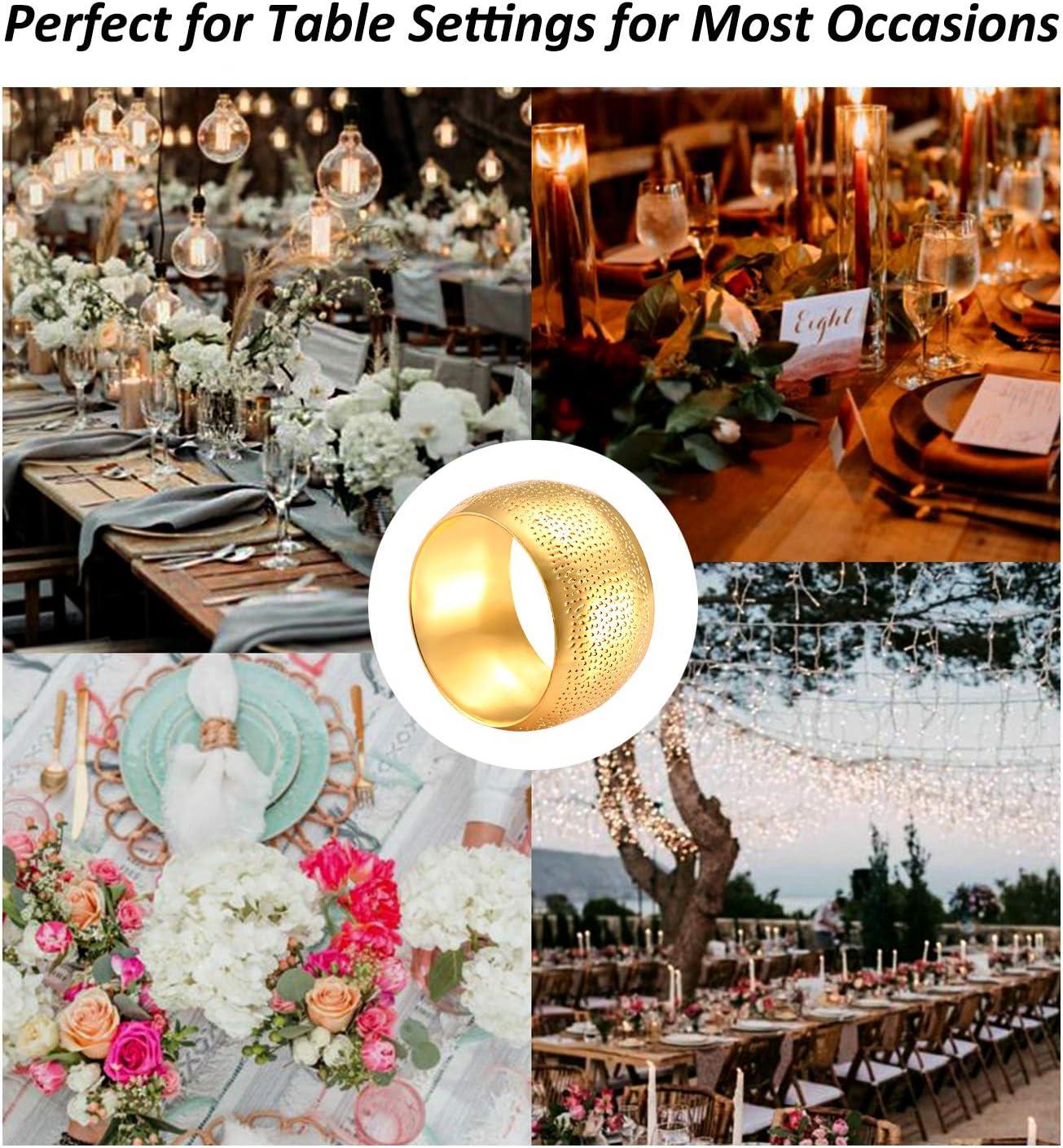 12PCS – Napkin Rings, Gold Napkin Rings Set of 12, Holiday Napkin Holders for Dining, Anniversary, Birthday, Christmas, Easter, Fall, Halloween, Thanksgiving, Party of Table Setting