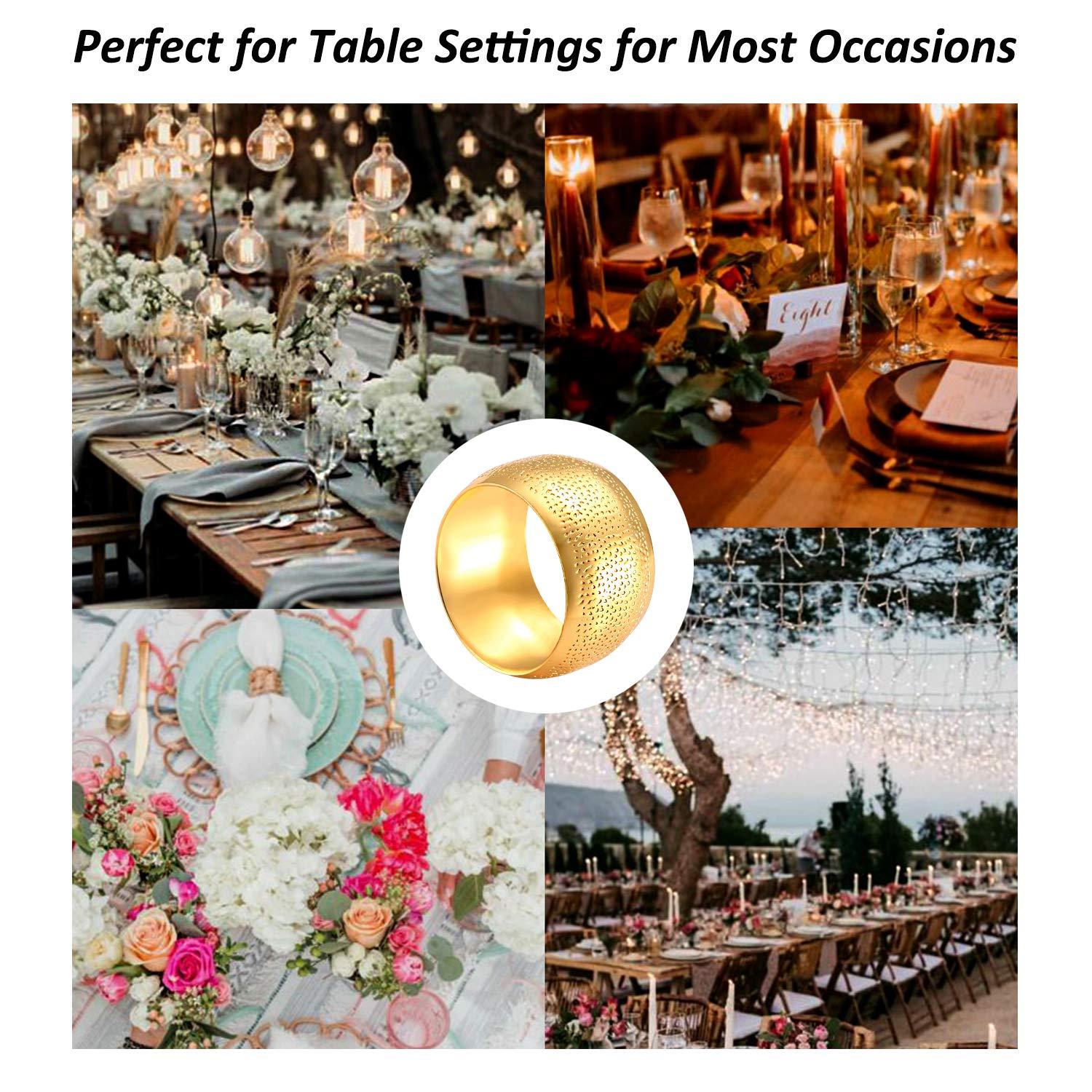 12PCS – Napkin Rings, Gold Napkin Rings Set of 12, Holiday Napkin Holders for Dining, Anniversary, Birthday, Christmas, Easter, Fall, Halloween, Thanksgiving, Party of Table Setting