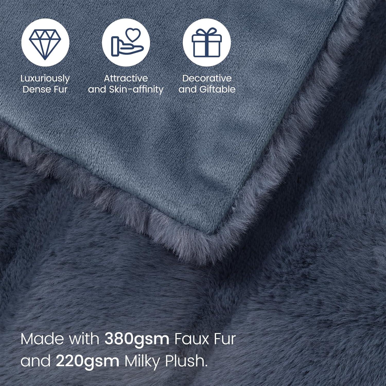 Cozy Bliss Soft Faux Fur Throw Blanket Plush Winter Blanket