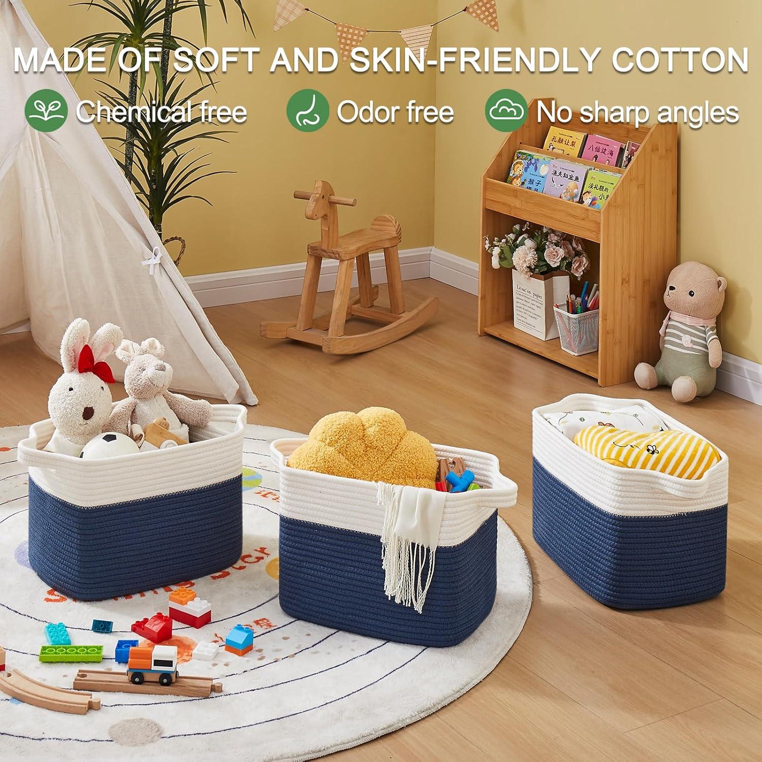 Rosecliff Heights Pack of 3 Cotton Rope Woven Baskets for Storage