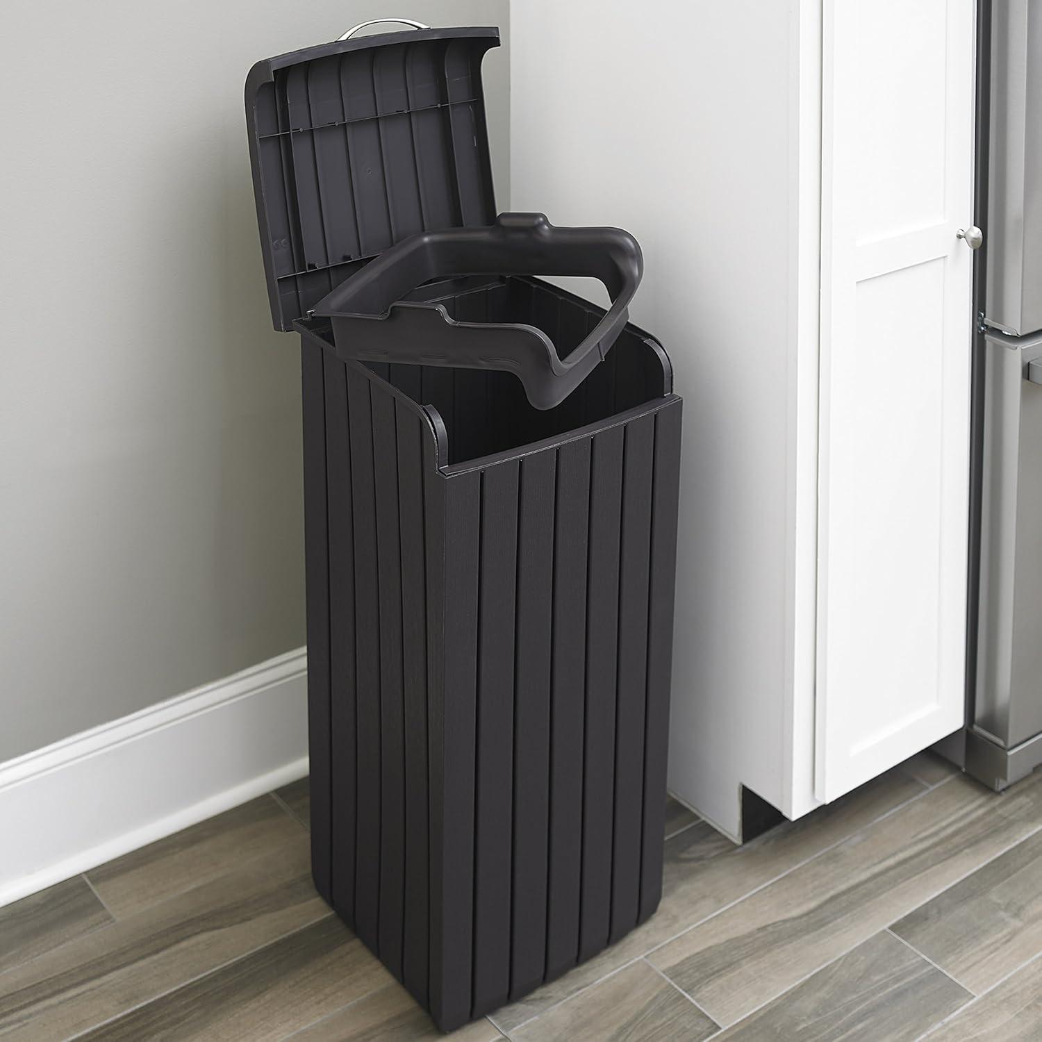 Copenhagen Dark Brown Resin Outdoor Trash Can with Lid