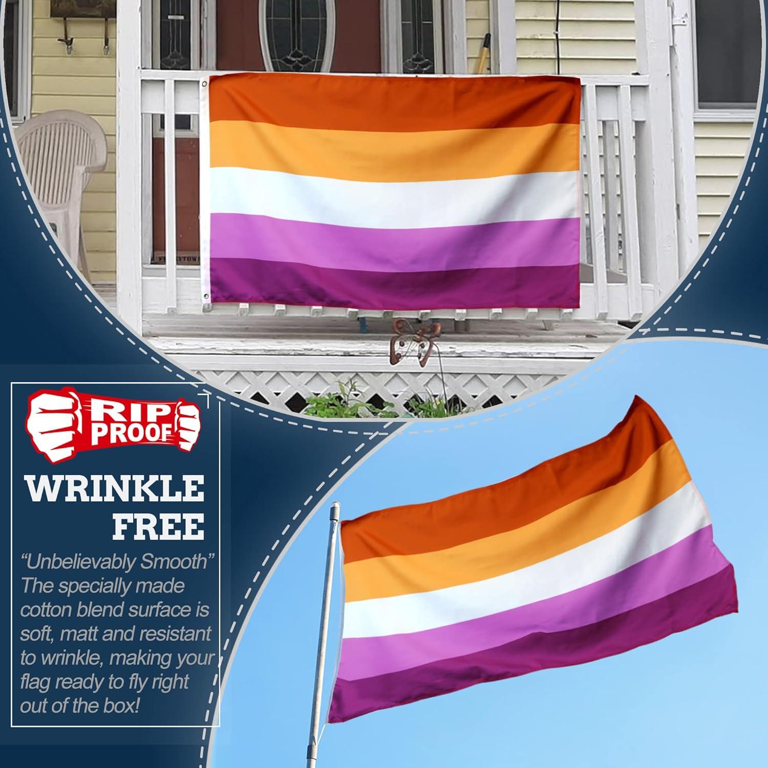 Sunset Lesbian Pride Flag with Rip-Proof Technology, 3x5 Foot