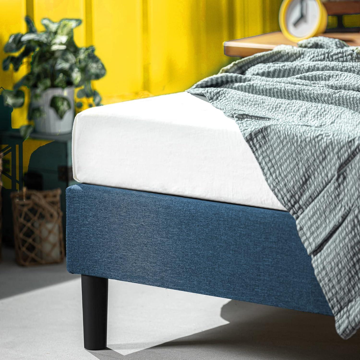 Zinus Curtis Estructura de Cama con Plataforma Tapizada de 13", Azul Marino, Tamaño Queen