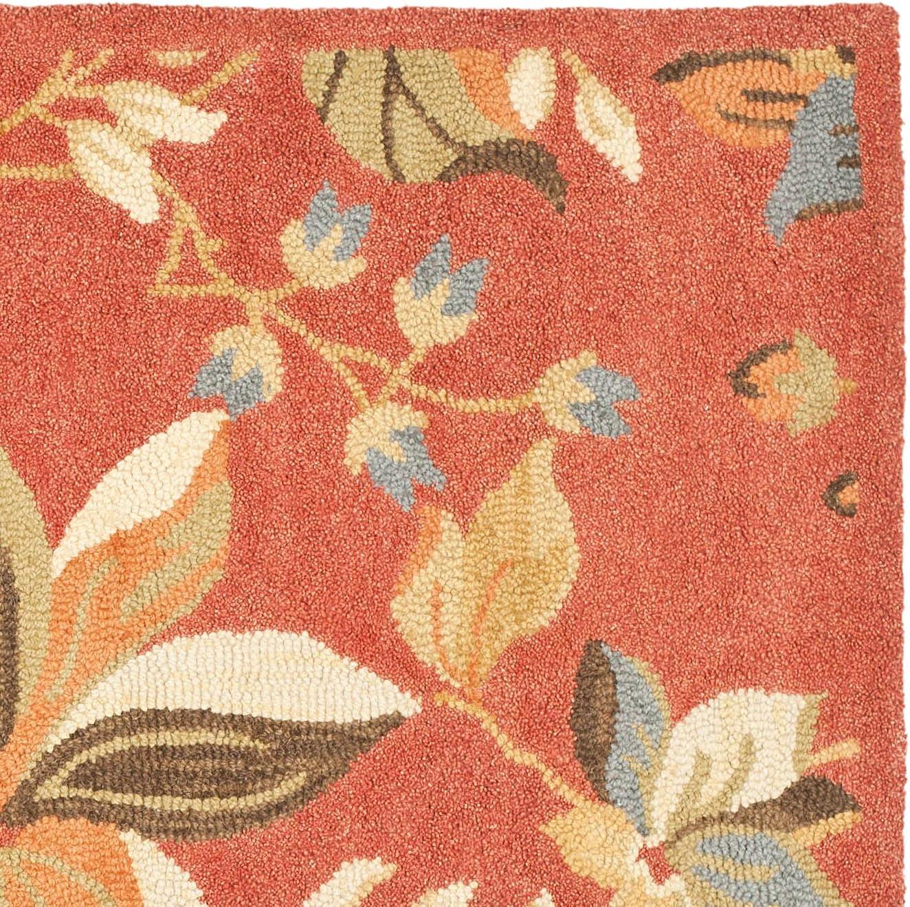 SAFAVIEH Blossom Evelyn Floral Flowers Wool Area Rug, Rust/Multi, 6' x 6' Square
