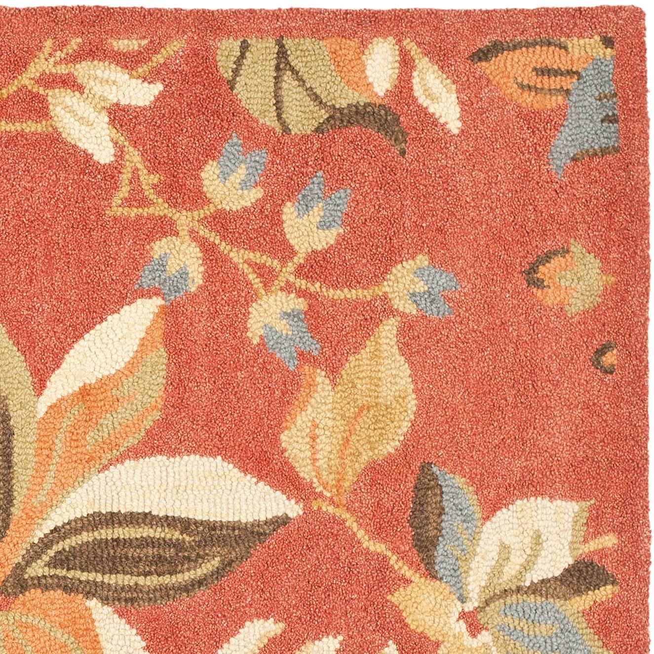 SAFAVIEH Blossom Evelyn Floral Flowers Wool Area Rug, Rust/Multi, 6' x 6' Square