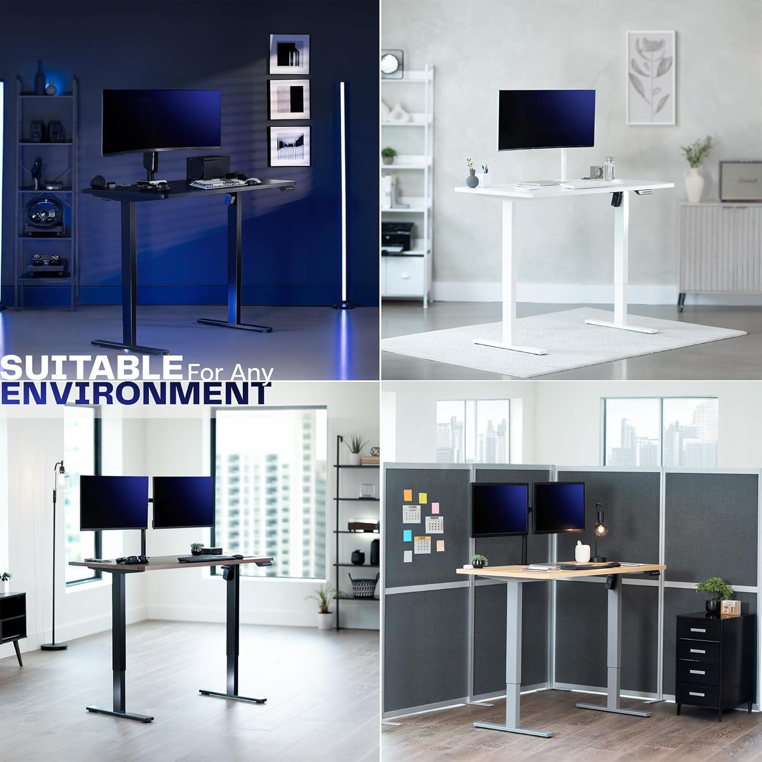 VIVO Electric 63” x 32” Standup Desk, Dark Gray Table Top, Black Frame