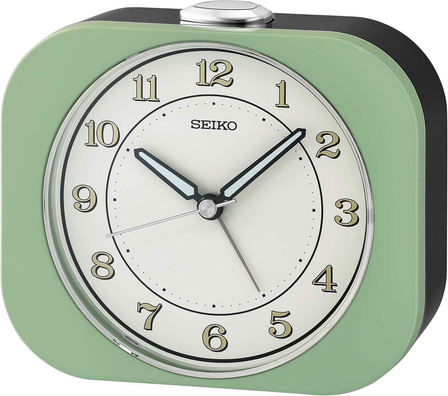 Seiko 4" Metallic Green Mid-Century Modern Alarm Clock