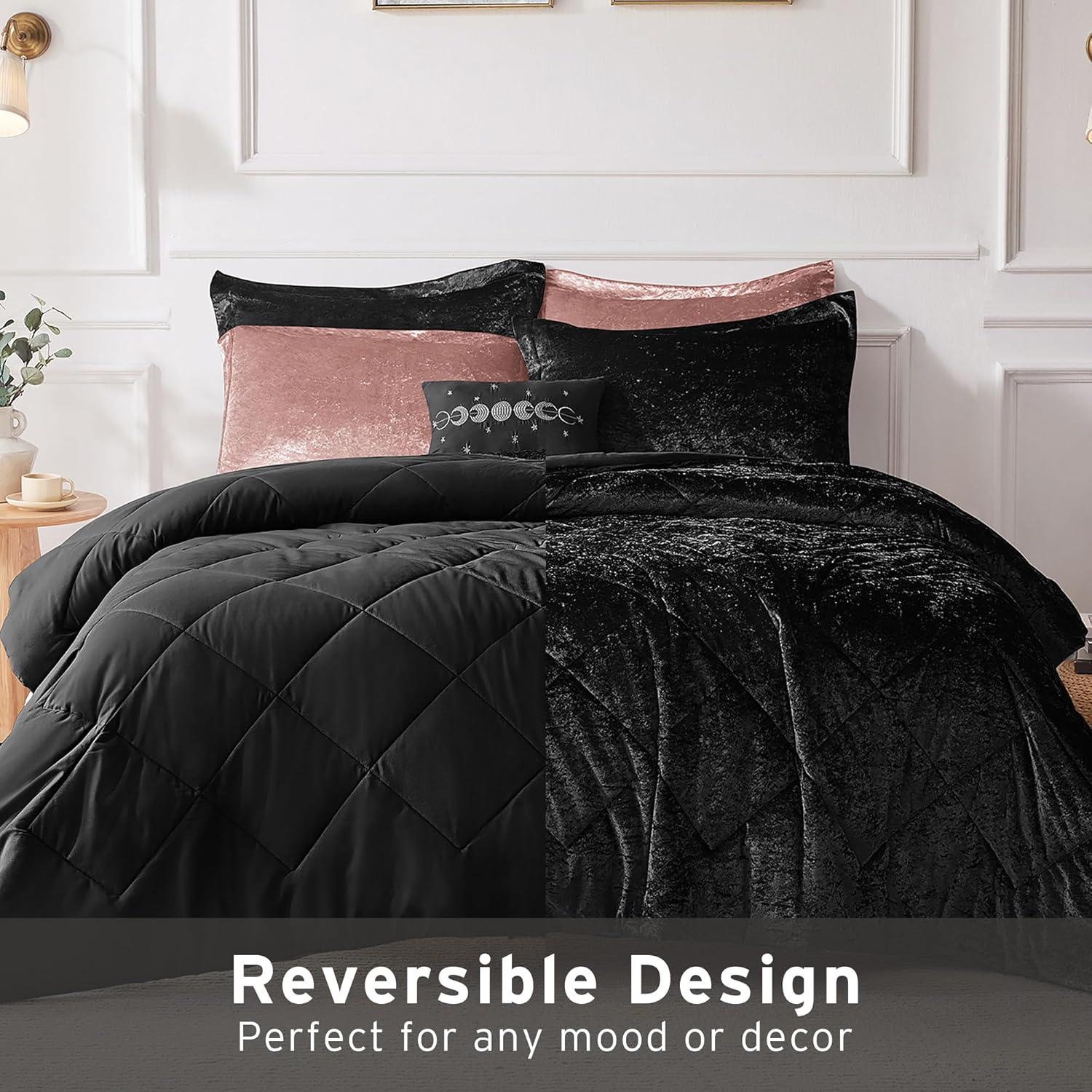 Intelligent Design Felicia Crushed Velvet Comforter Set with Throw Pillow