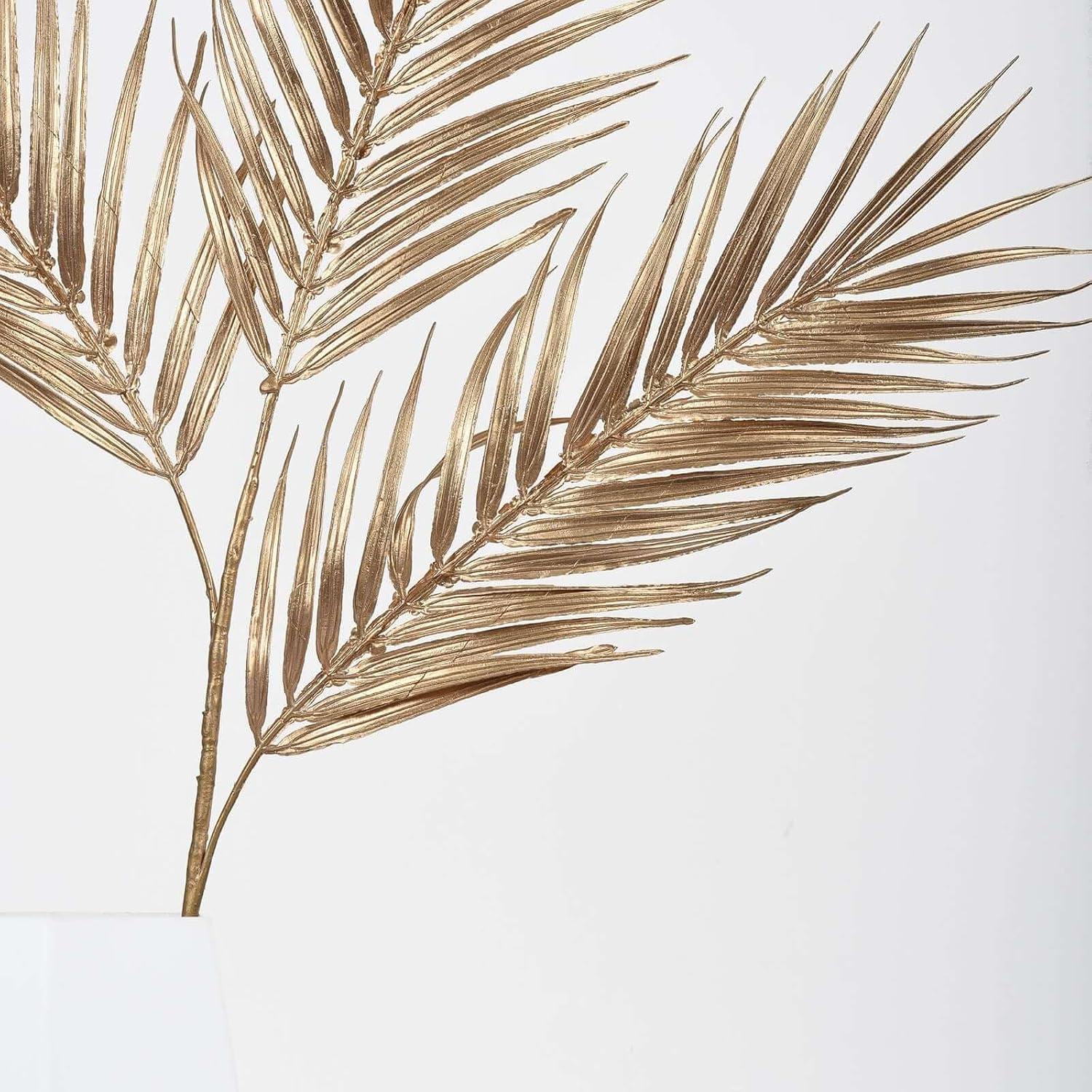 Efavormart Pack of 2 | 32" Metallic Gold Artificial Palm Leaf Spray, Tropical Leaves Vase Filler Floral Decoration