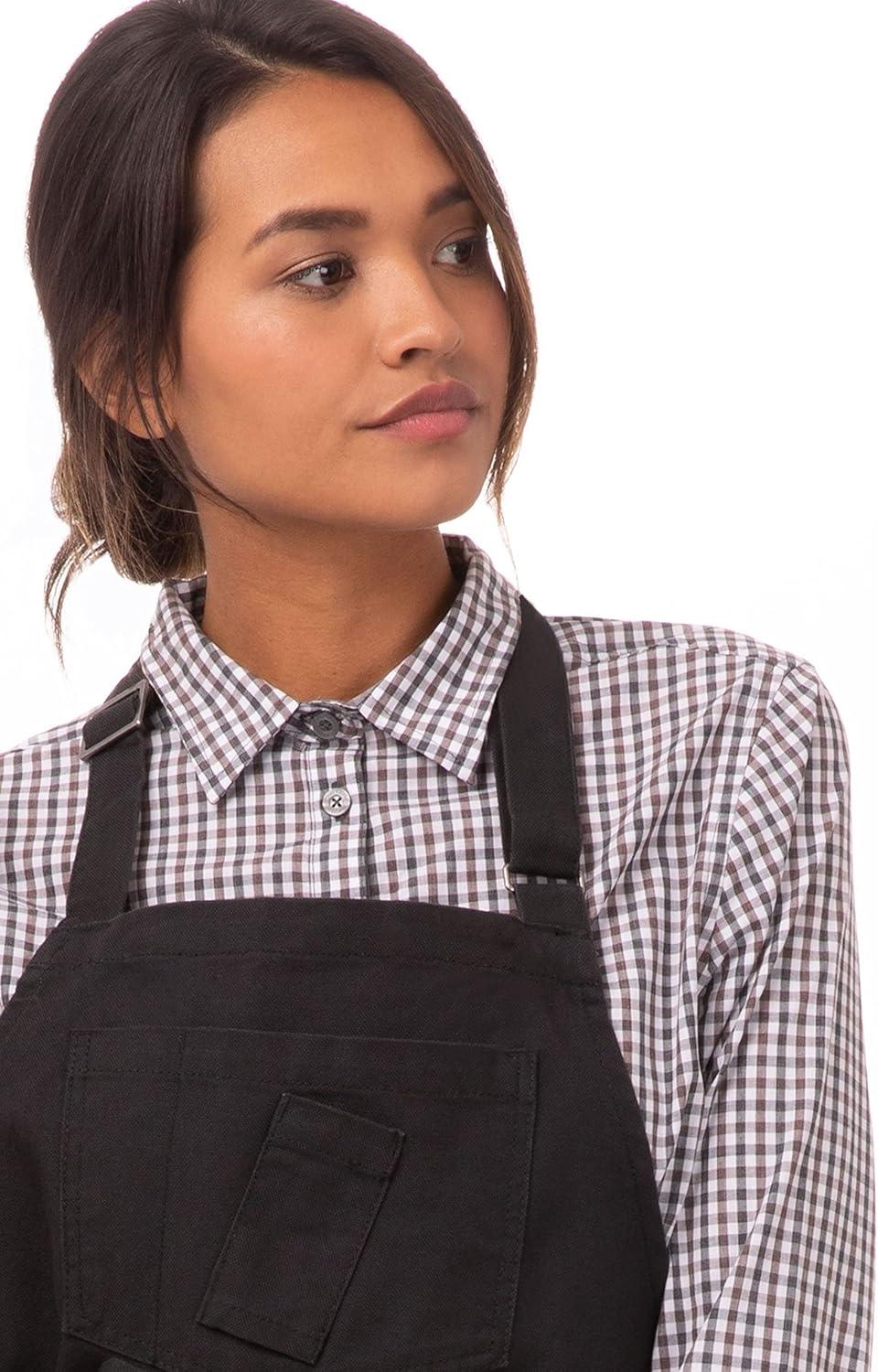 Unisex Black Cotton Canvas Bib Apron with Pockets