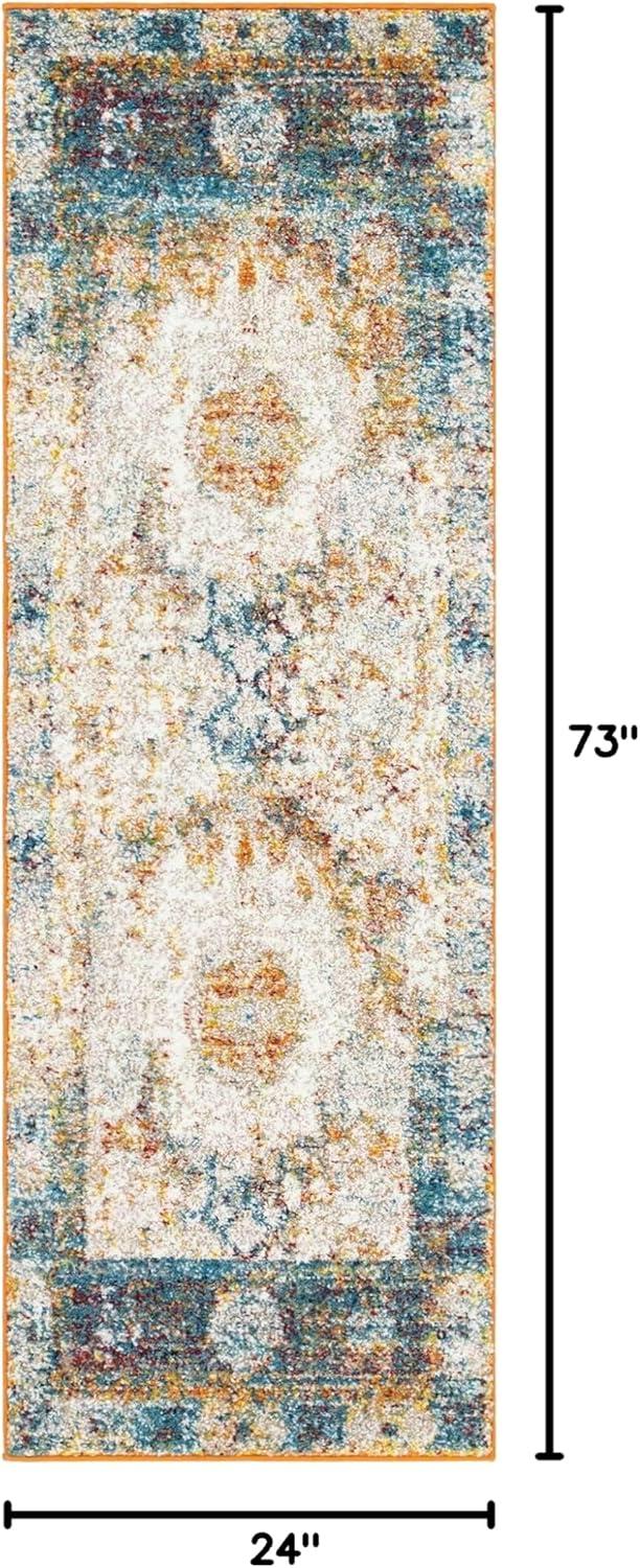 Unique Loom Rosso Collection Area Rug - Bellini (2'  x 6' 1" Runner Beige/Blue)