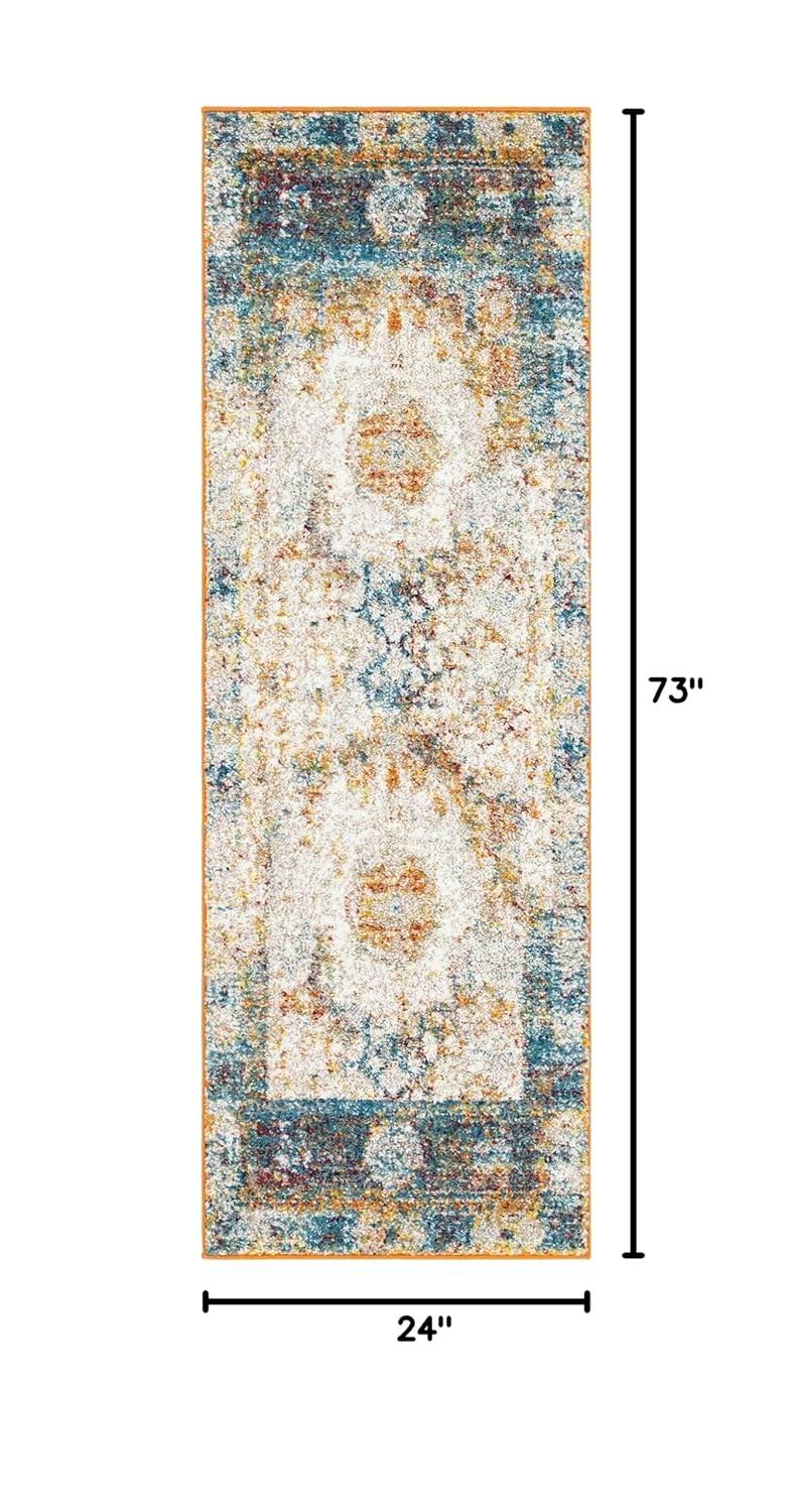 Unique Loom Rosso Collection Area Rug - Bellini (2'  x 6' 1" Runner Beige/Blue)