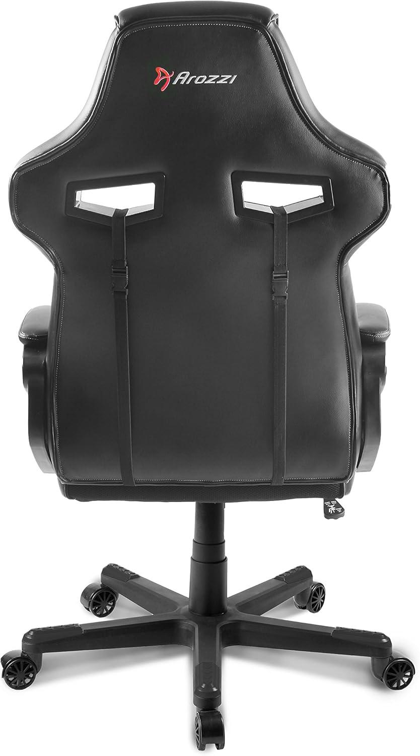 Black Faux Leather Swivel Gaming Chair with Adjustable Lumbar Support