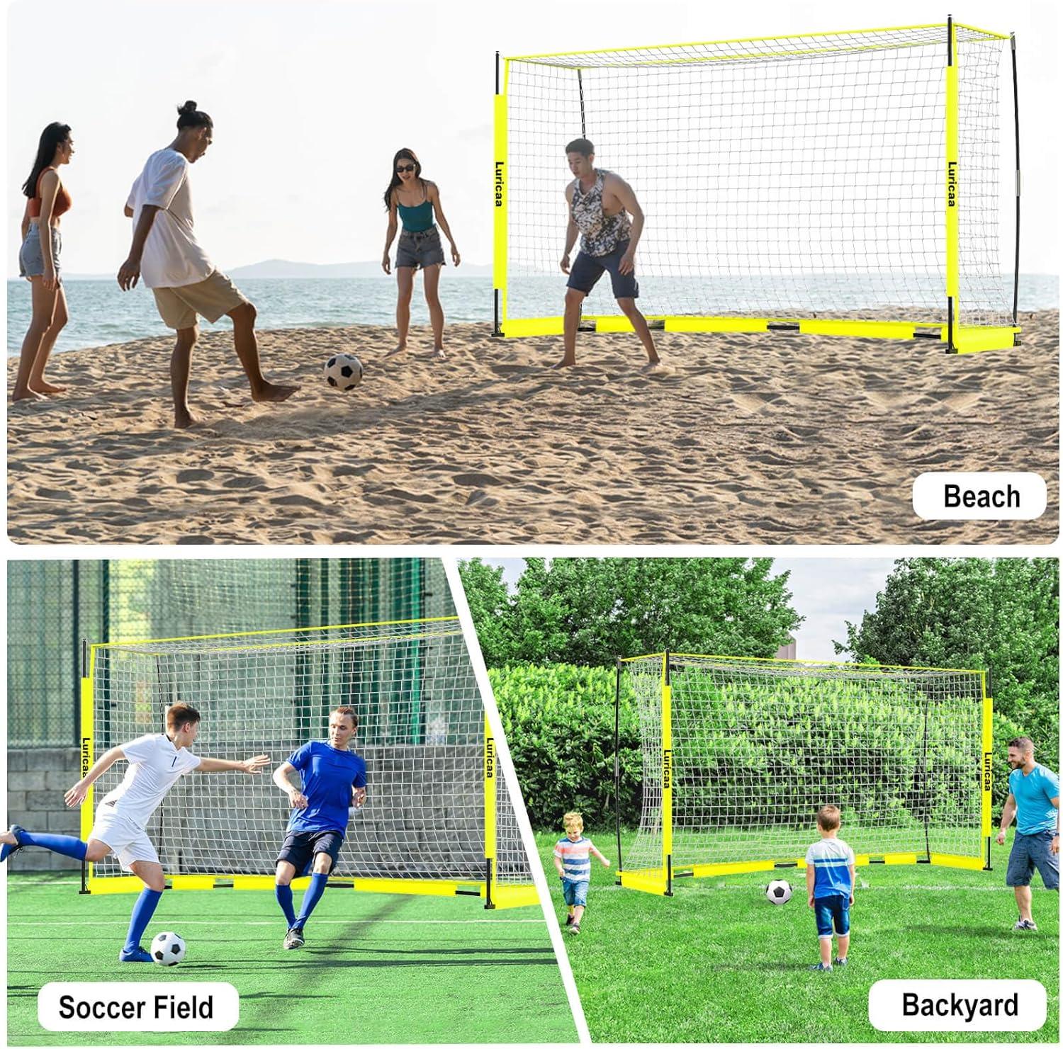 HAOKELBALL Soccer Goal with Agility Ladder and 12 Soccer Cones 12x6 ft Soccer Net for Backyard Quick Setup Portable Soccer Goals with Upgraded Goal Posts and Carry Bag