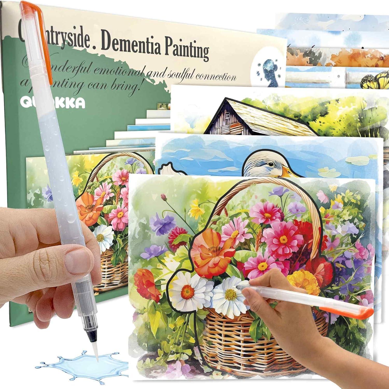 QUOKKA 10PACK Water Painting Dementia Activities for Seniors - Farm Memories - Alzheimers Products for Elderly - Activities for People with Dementia - Crafts for Seniors
