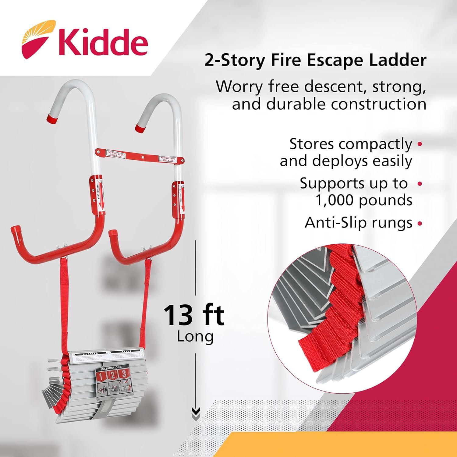 Kidde 2-Story Fire Escape Ladder with Steel Anti-Slip Rungs