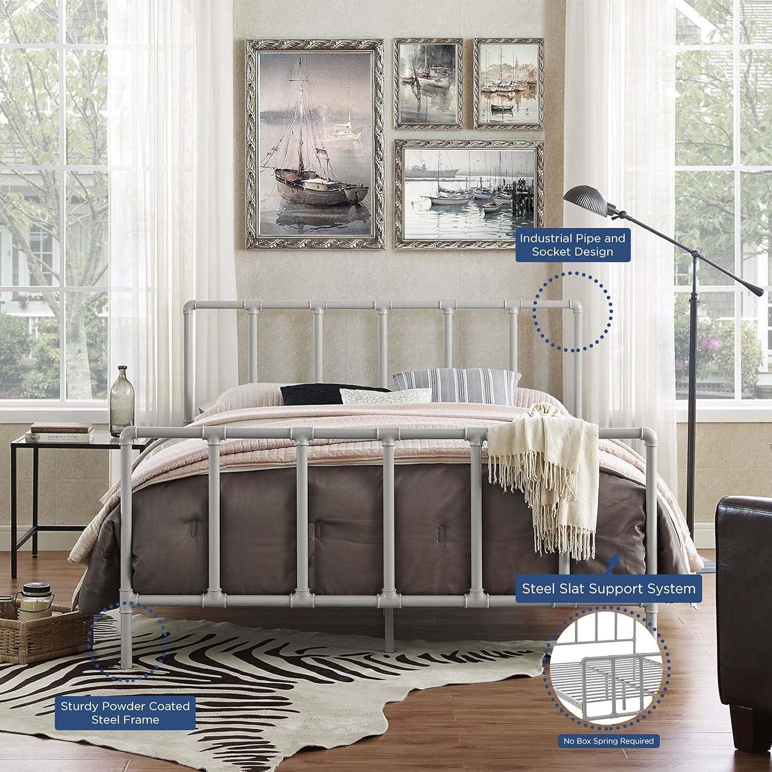 Dower Queen Stainless Steel Bed Gray