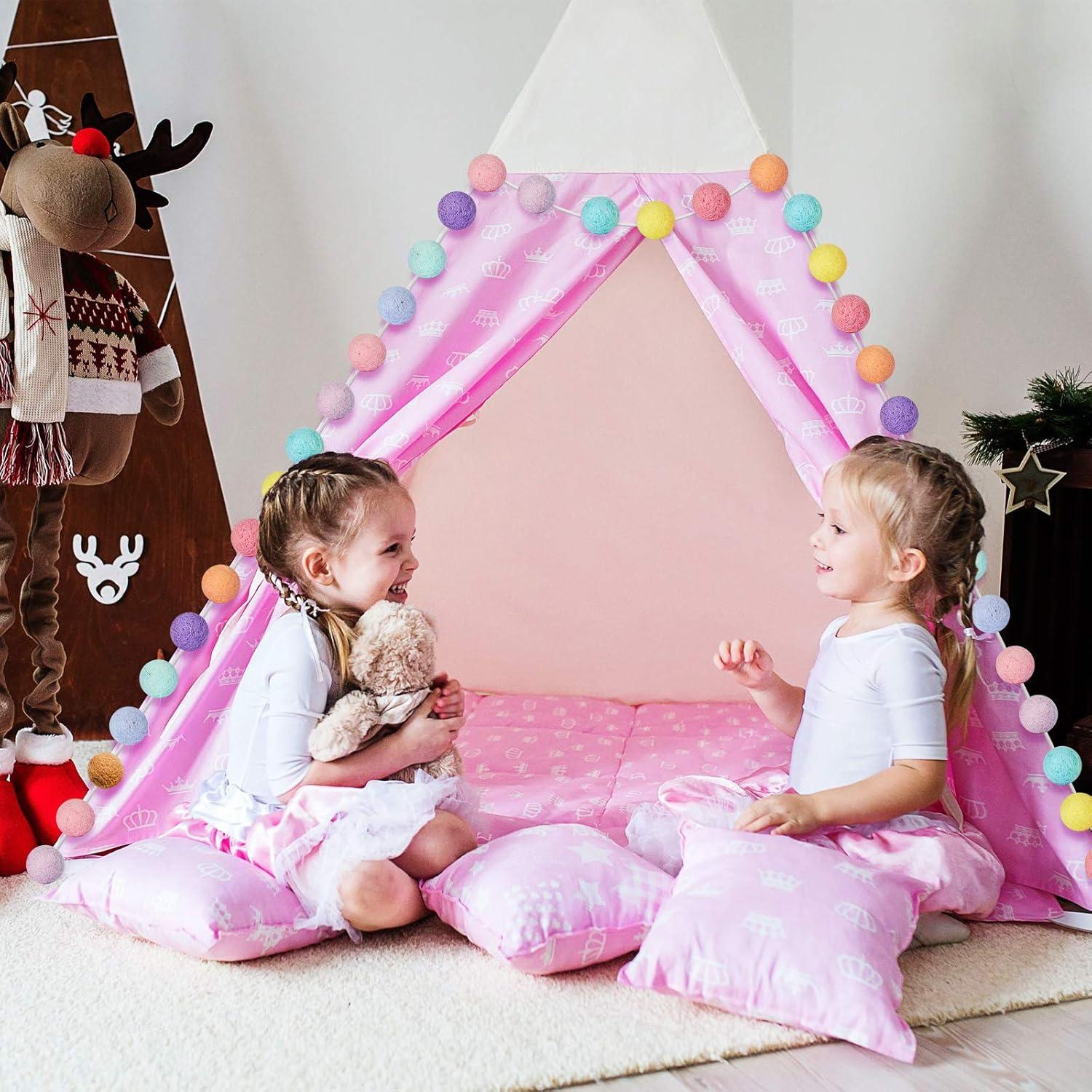 Wool Felt Ball Garland Colorful Pom Pom Garland 6.5 Feet Long 24 Ball Garland for Mardi Gras Easter Halloween Thanksgiving Christmas Wall (Rainbow Colors,3 Pieces)