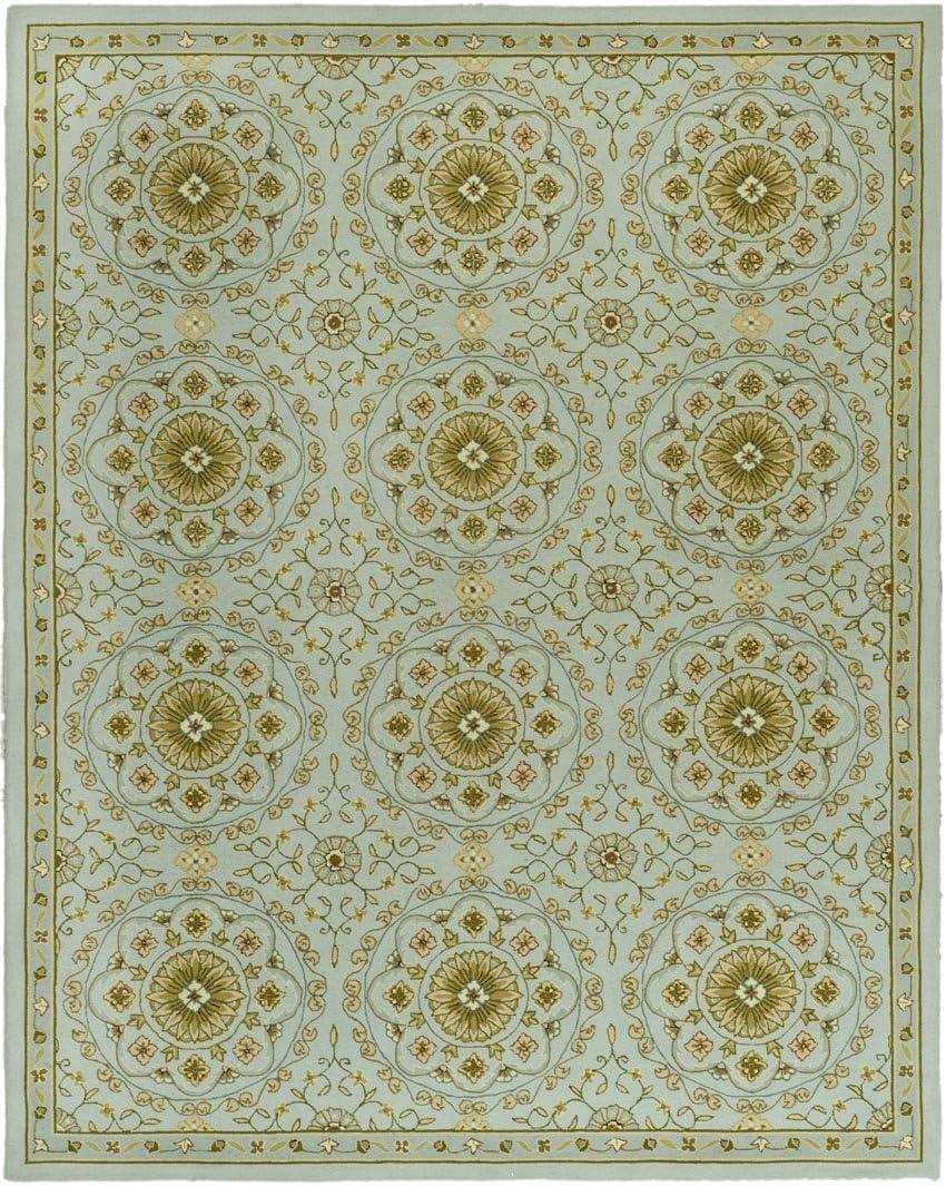 SAFAVIEH Chelsea Janella Geometric Borders Wool Area Rug, Teal/Green, 6' x 9'