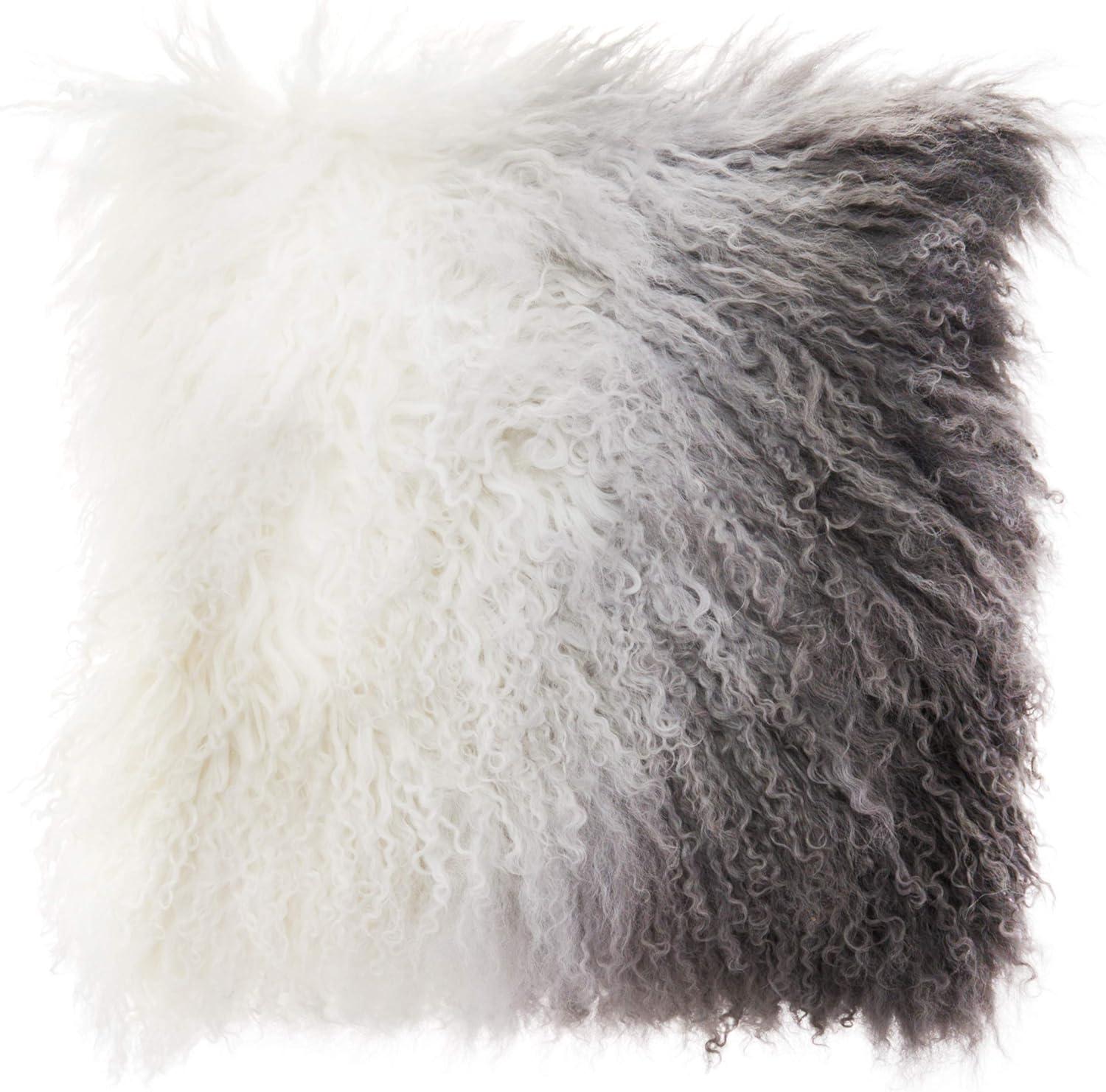 Saro Lifestyle Mongolian Collection Mongolian Lamb Fur Wool Throw Pillow, Poly Filled