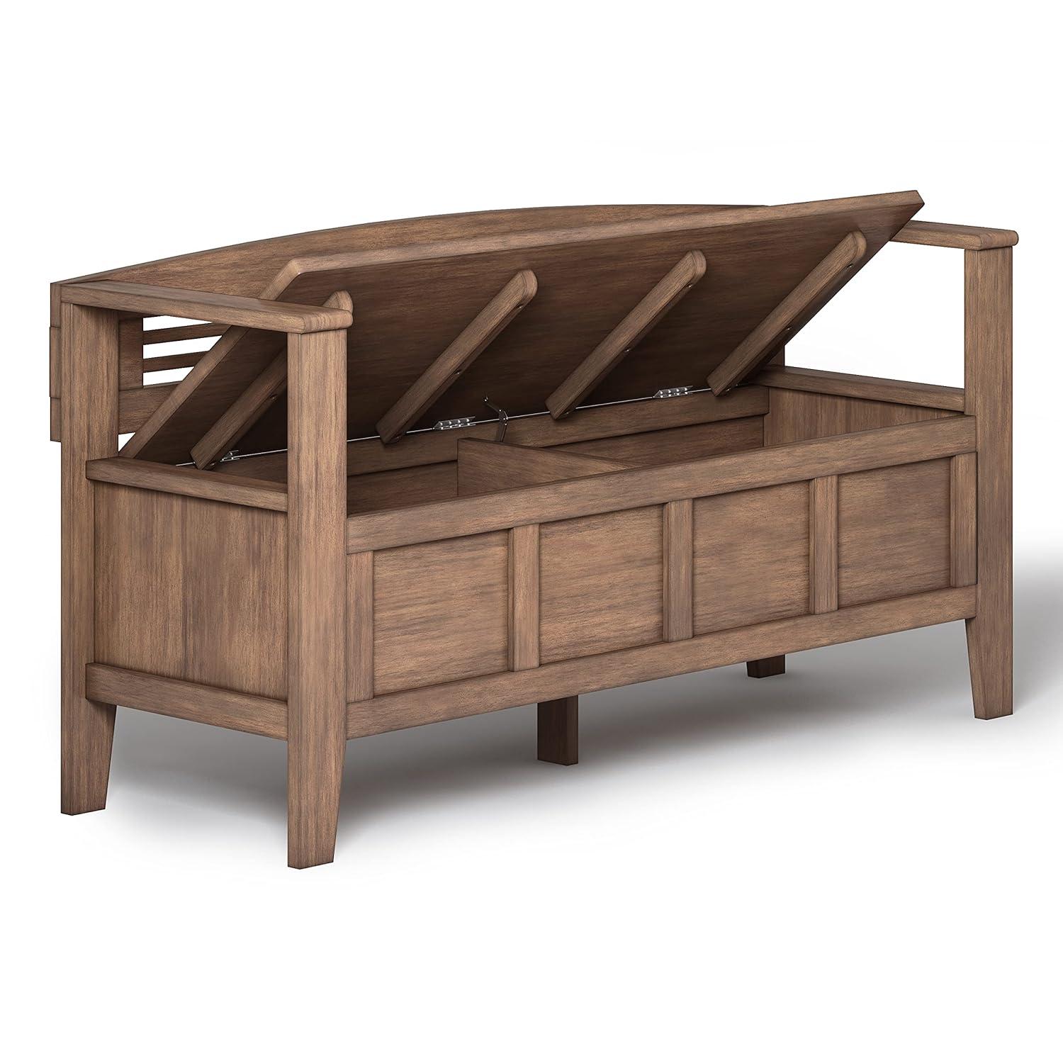 Simpli Home Adams Solid Wood Entryway Lift Top Storage Bench