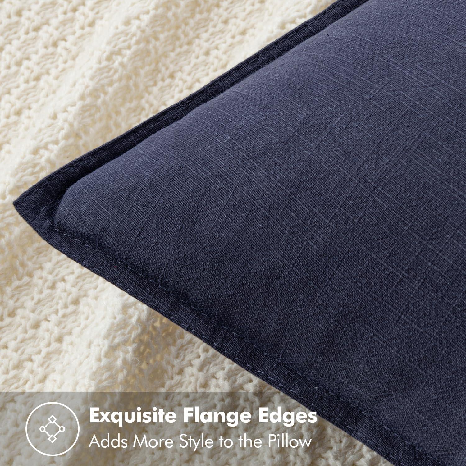 MIULEE Pack of 2 Decorative Linen Pillow Covers 20x20 Inch Navy Blue Farmhouse Soild Neutral Throw Pillow Covers Soft Accent Decorative Pillowcases Home Decors for Couch Sofa Bed Living Room