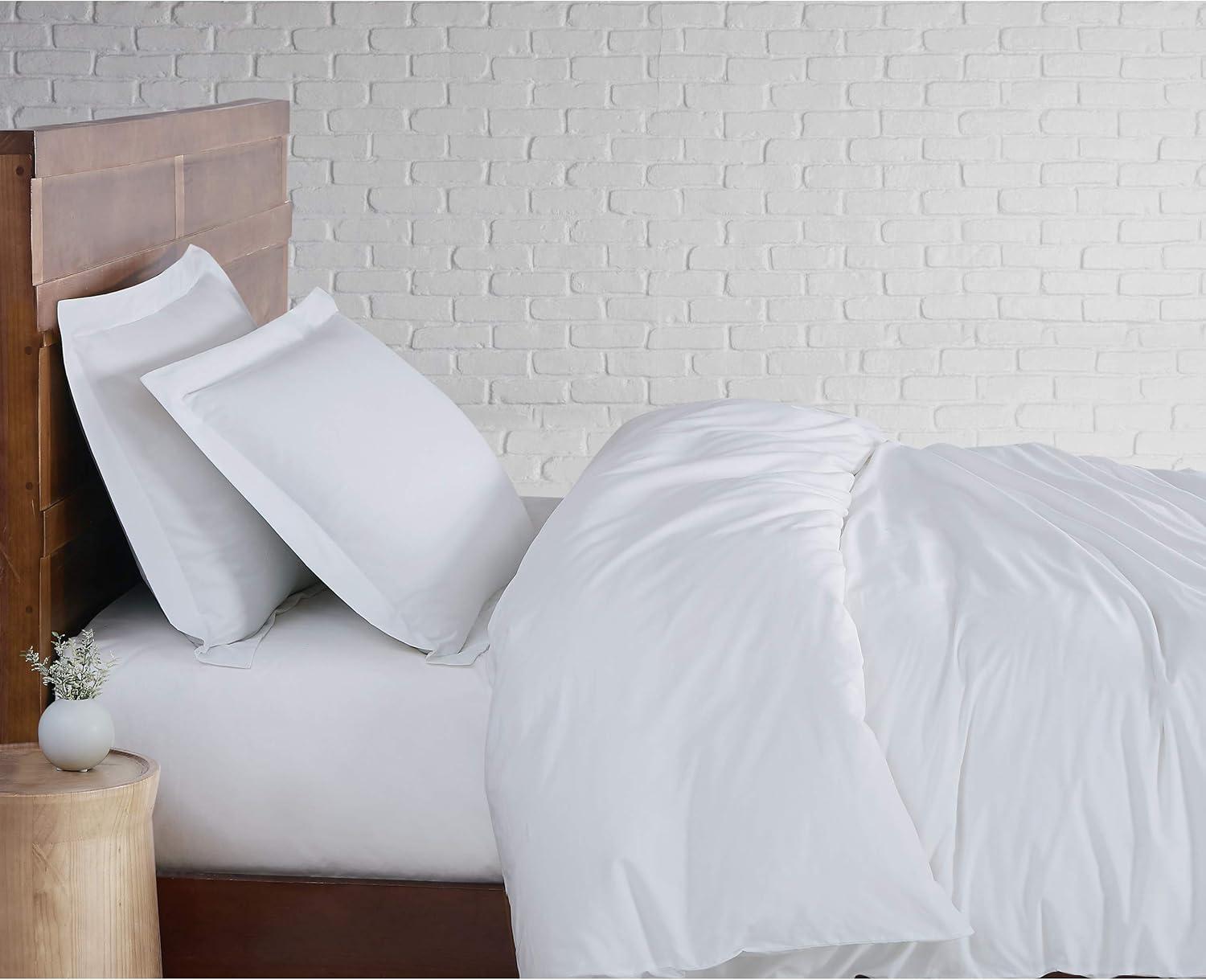 White Cotton Percale Full/Queen Duvet Set