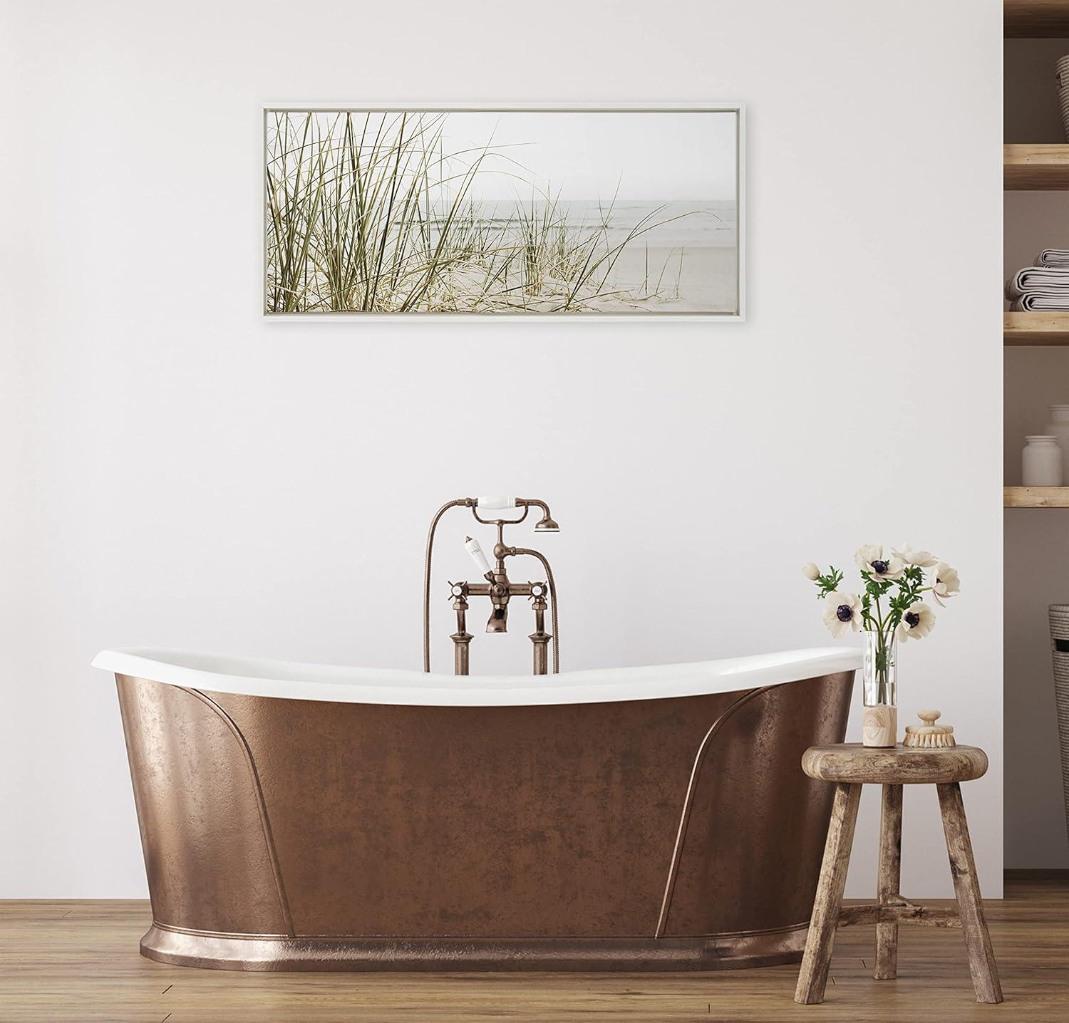 Kate & Laurel All Things Decor Sylvie Calming Beach Grass Framed Canvas by The Creative Bunch Studio