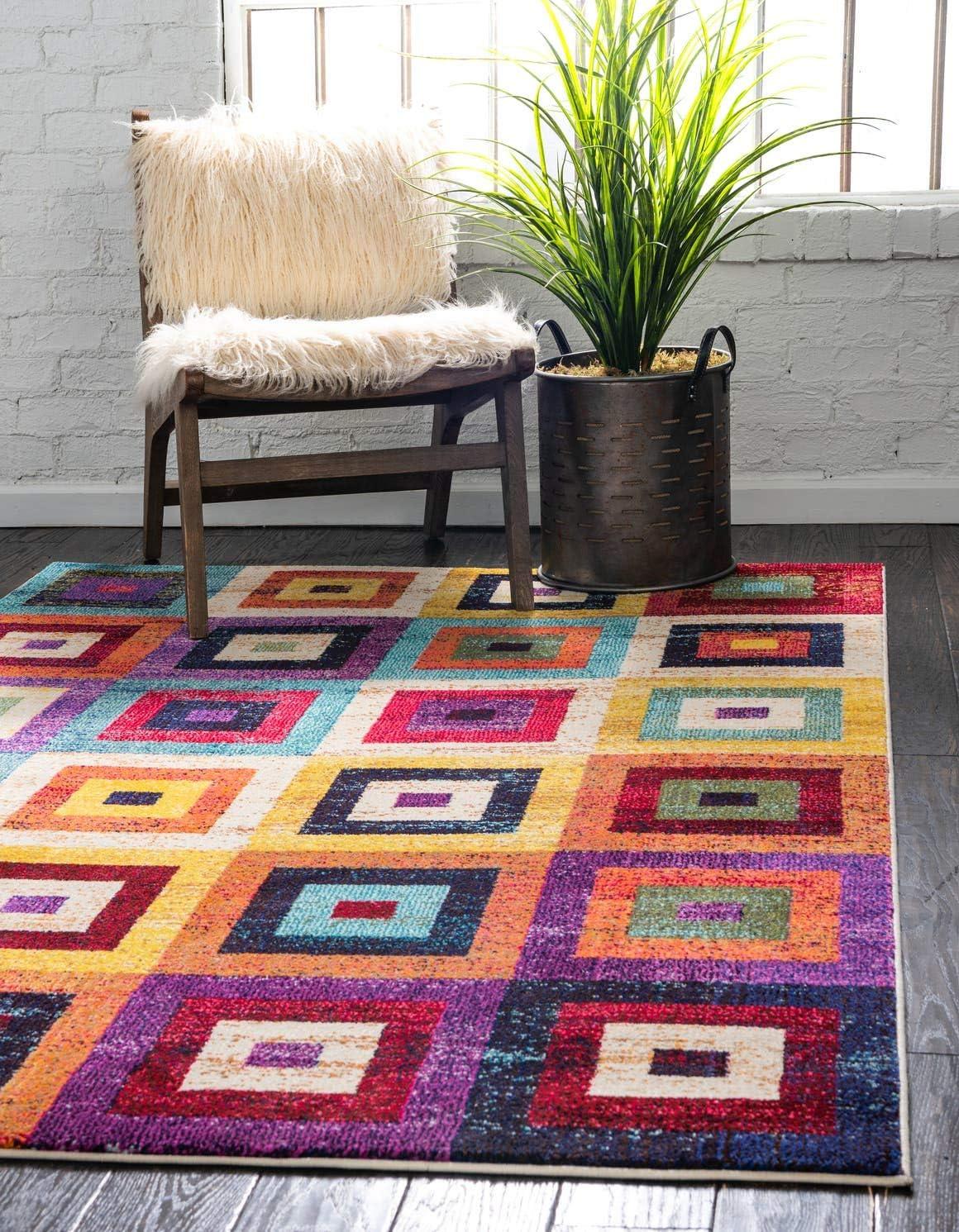 Vivid Estrella 5' x 8' Multicolor Geometric Synthetic Area Rug