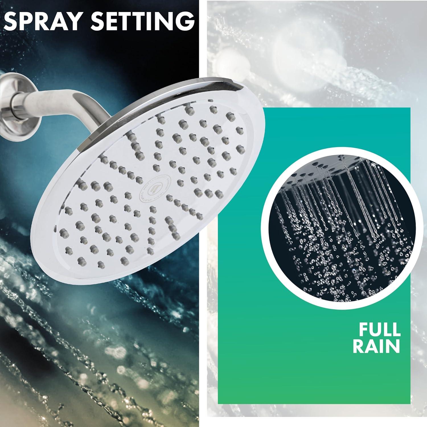 Niagara Conservation Rainfall Spa 1-Spray with 2 GPM 8 in. Wall Mount Adjustable Fixed Shower Head