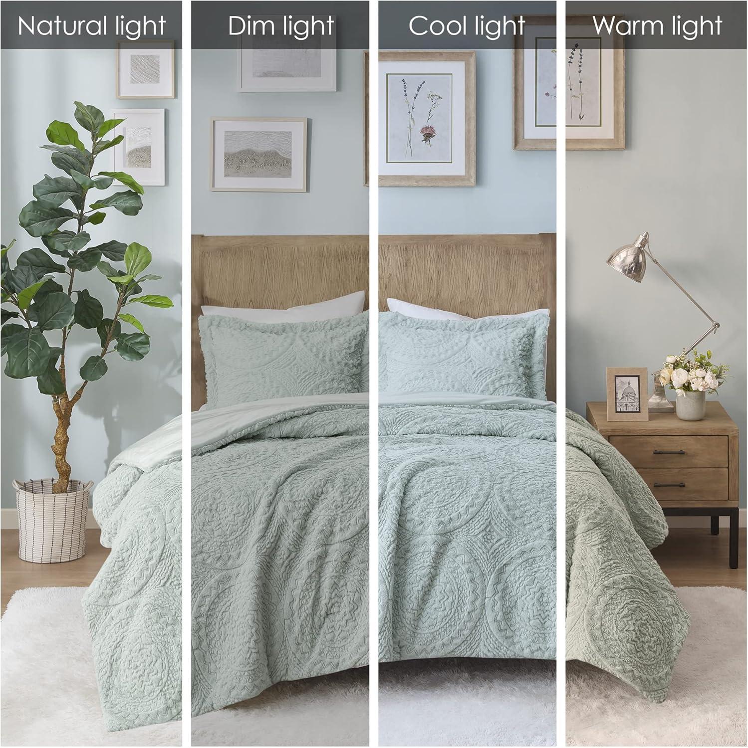 Arya Embroidered Medallion Faux Fur Ultra Plush Comforter Set